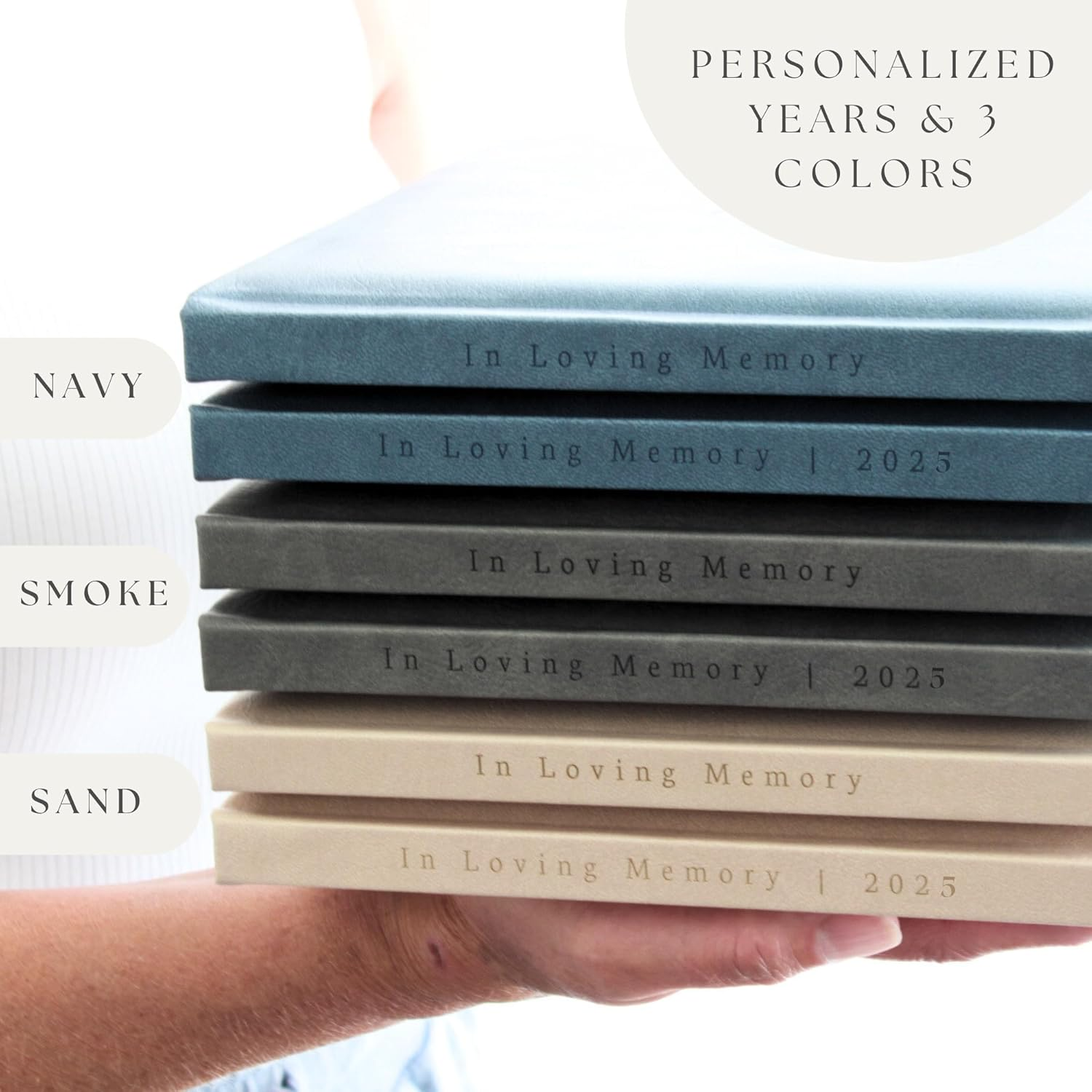 Funeral Guest Book for 2025 Celebration of Life Memorial Service - Leather Memory Book for Funeral Guests to Sign in with Condolence Memory Table Sign & Back Pocket - Blue Guestbook image number 1