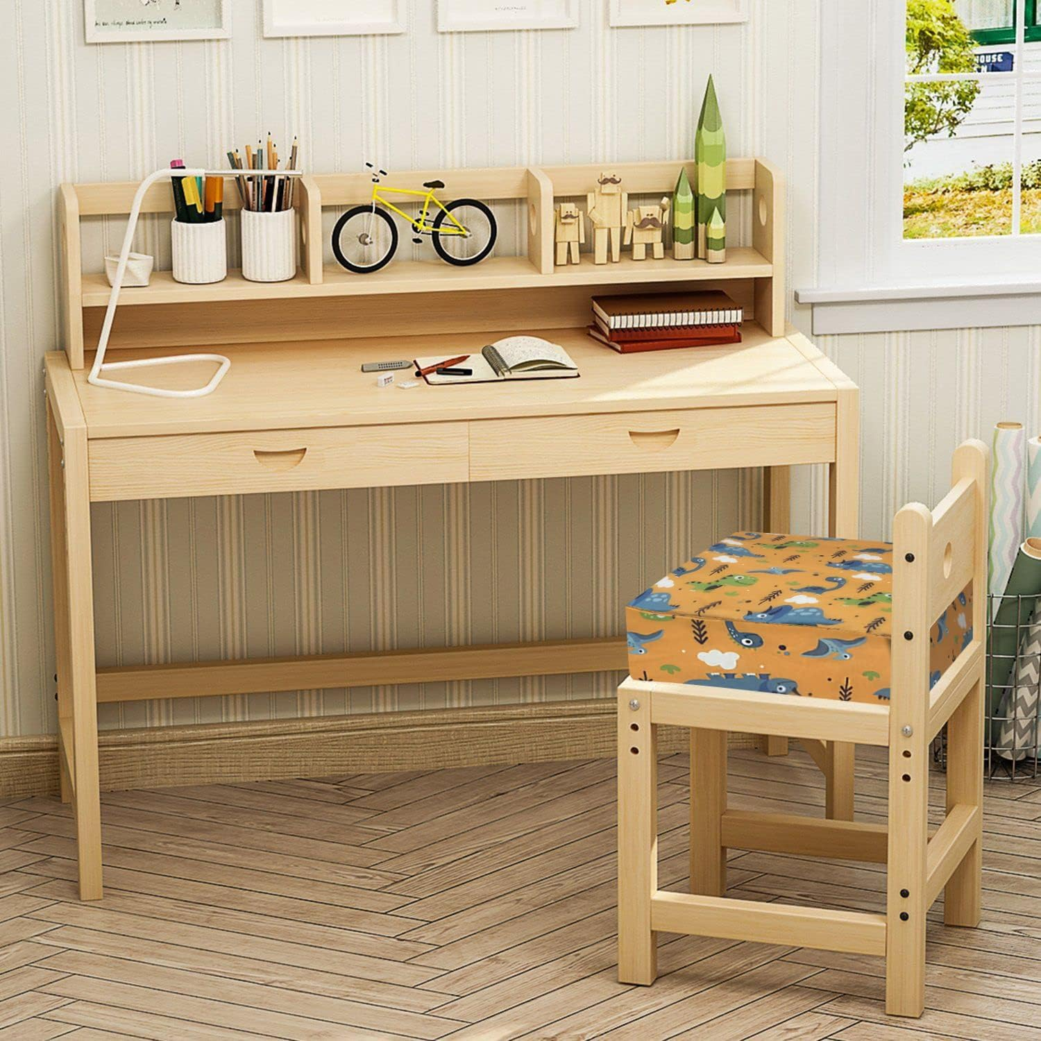 KIDUN Toddler Booster Seat for Dining Table, Upgrade 4 Inch Heightening Cushion for Kids Chair, Adjustable, Heightening Booster Seat Pad for Boy/Girl, Toddler Booster Cushion.(Buckle/Yellow) image number 3