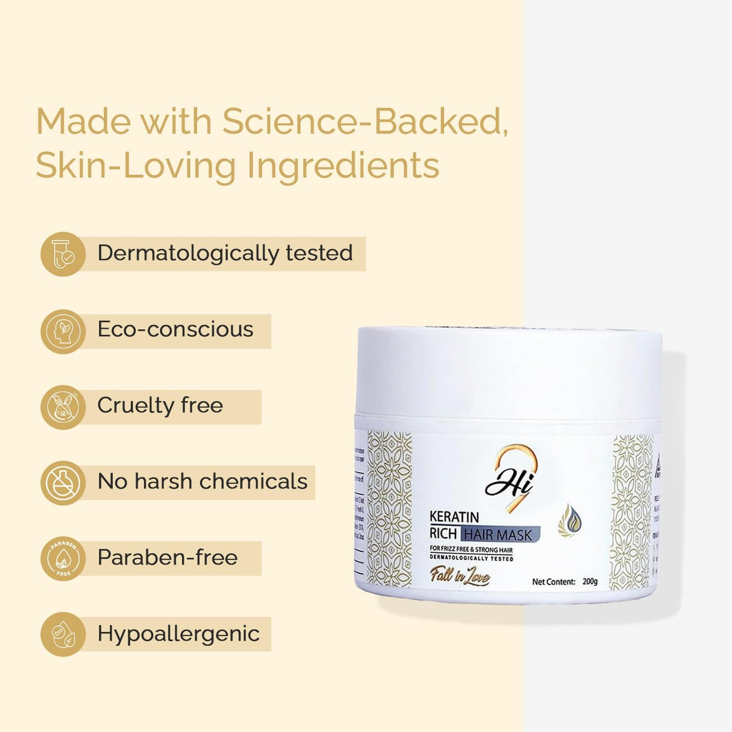 Hi9 - Keratin Rich Hair Mask for Frizz-Free and Strong Hair | Protein Mask for Intense Damaged and Dry Hair Repair | Deep Nourishing Hair Treatment | Blend of Biotin, Ceramides and Keratin | 200 GM Hair Mask for Hair Growth All Hair Types image number 3