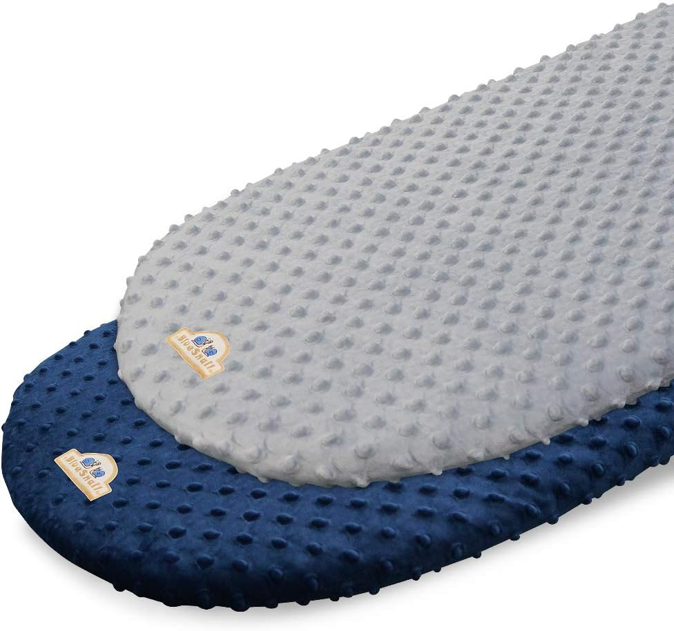 Bluesnail Soft and Strechy Minky Bassinet Fitted Sheet, Cradle Sheets for Bassinet Pad/Mattress 2Pk (Bassinet, Pink+Gray)