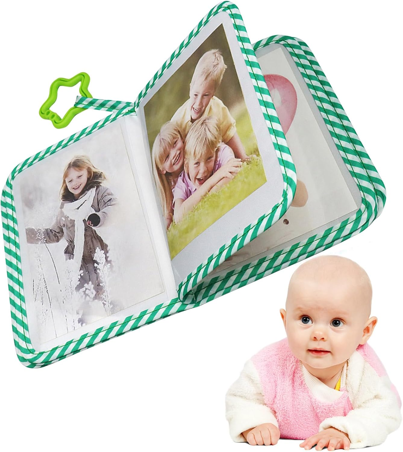 Soft Baby Memory Photo Book - Cloth Photo Album with Cartoon Animal Design for First Year Keepsake | Fabric Picture Book for Infant Toddler, Shower Gift Set for New Parents Family Record Organizer