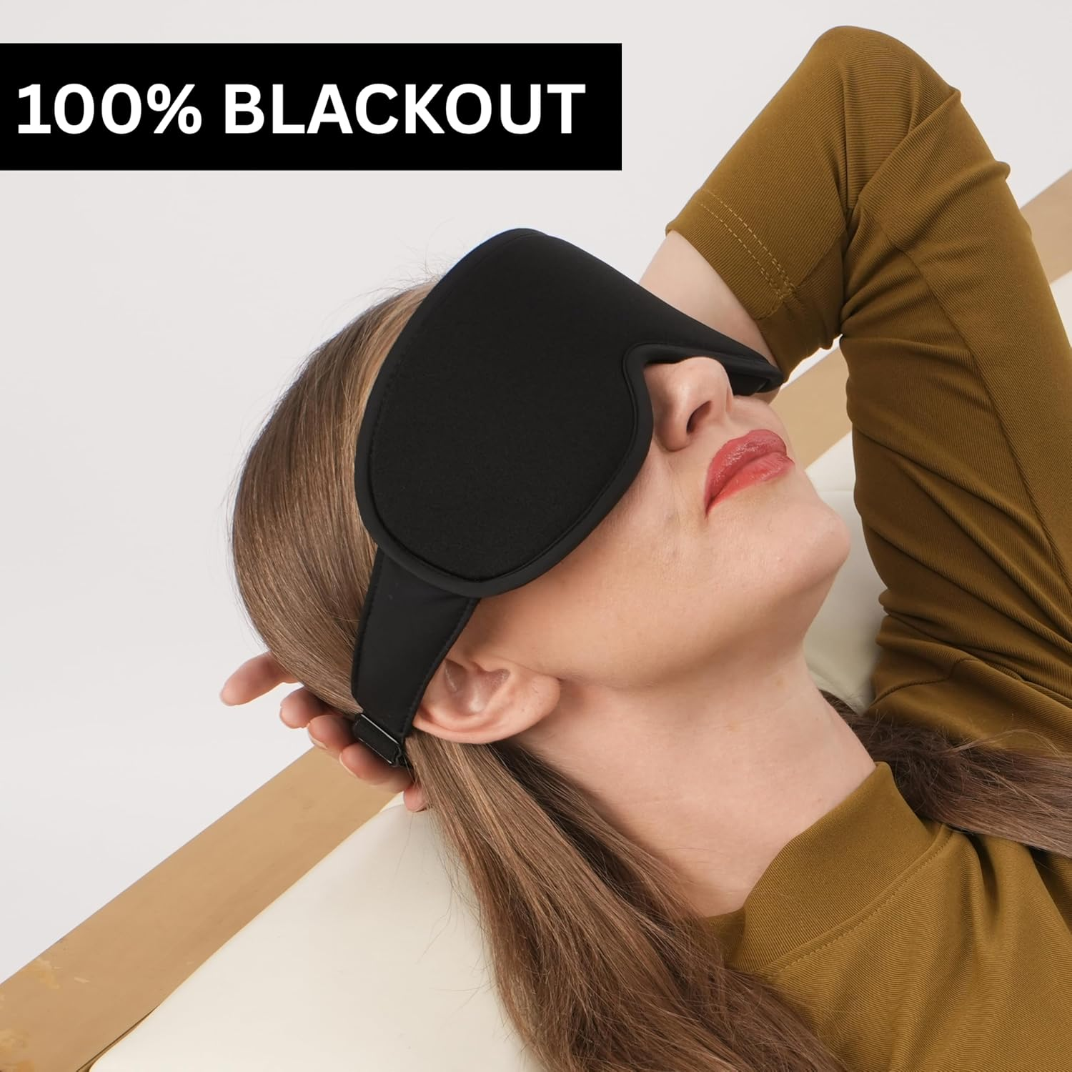 Side Sleepers 3D Eye Mask, Sleep Mask,100% Blackout Eyelash Extension Sleep Masks for Women & Men, Eye Mask for Sleeping, Premium Dark Crimson Sleeping Eye Mask with Adjustable Strap, Travel Essential Eyemask (Black - Side Sleeper) image number 1