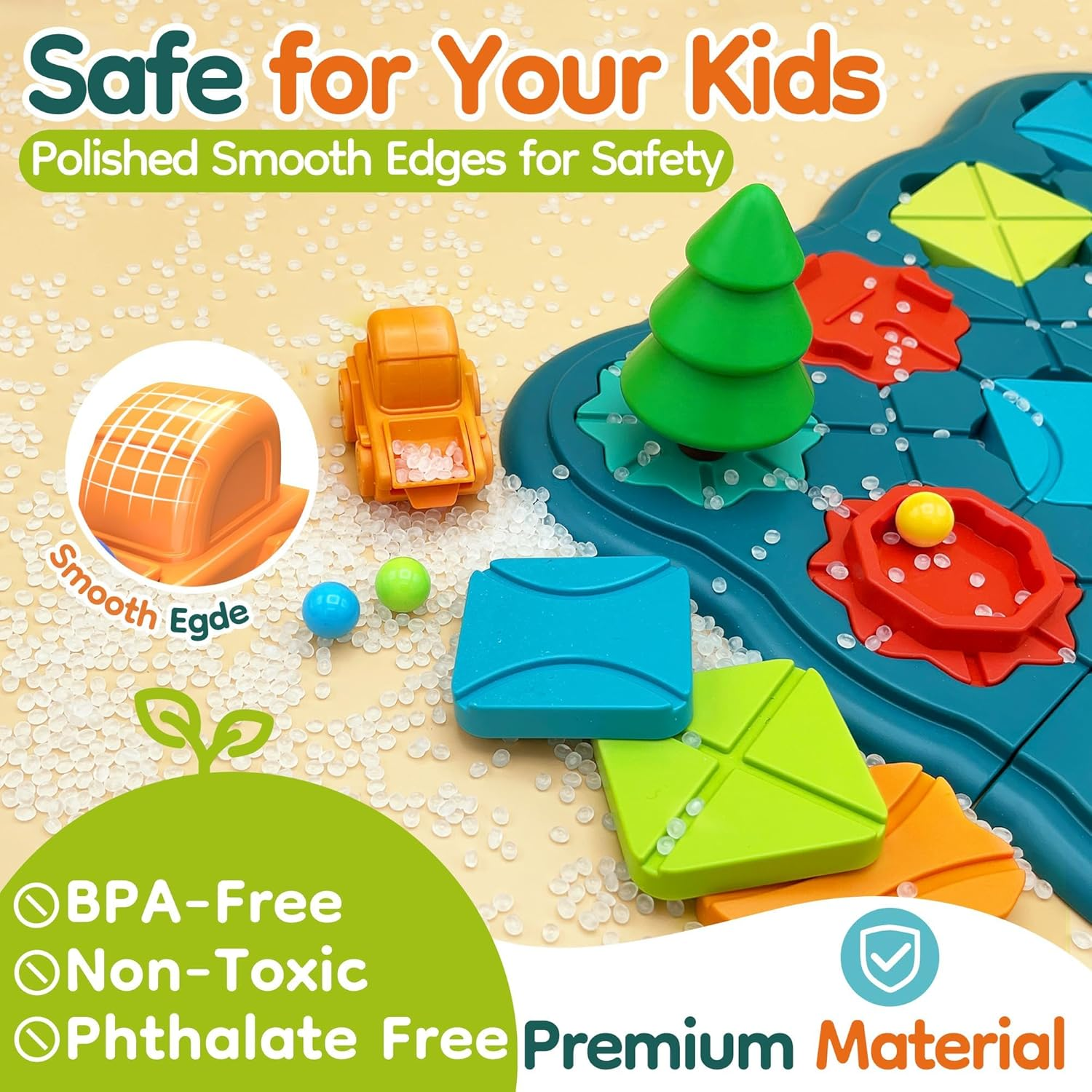 MAKTOR Preschool Learning Toys for Toddlers, Kids STEM Board Games - Logic Road Builder Brain Teasers Puzzles for 3 4 5 6 7 8 Year Old Boys Girls (28 PCS) image number 3