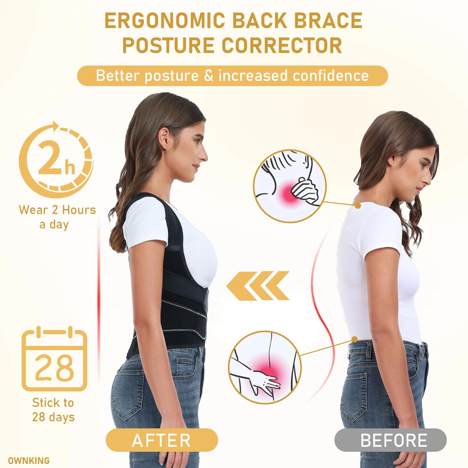 New Upgrade Posture Corrector Back Straighter, Instant Back Brace Posture Corrector for Women and Men with Spine, Lumbar Support, Upgraded Material and Enhanced Edition, More Durable and Odorless, XL image number 5