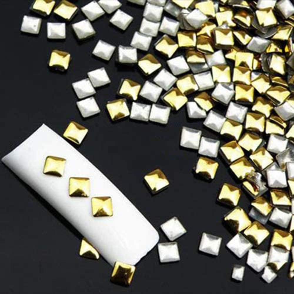 1 Wheel 120Pcs Nails Art Jewels Diy Metal Stud Stickers Golden Nail Art Decor image number 4