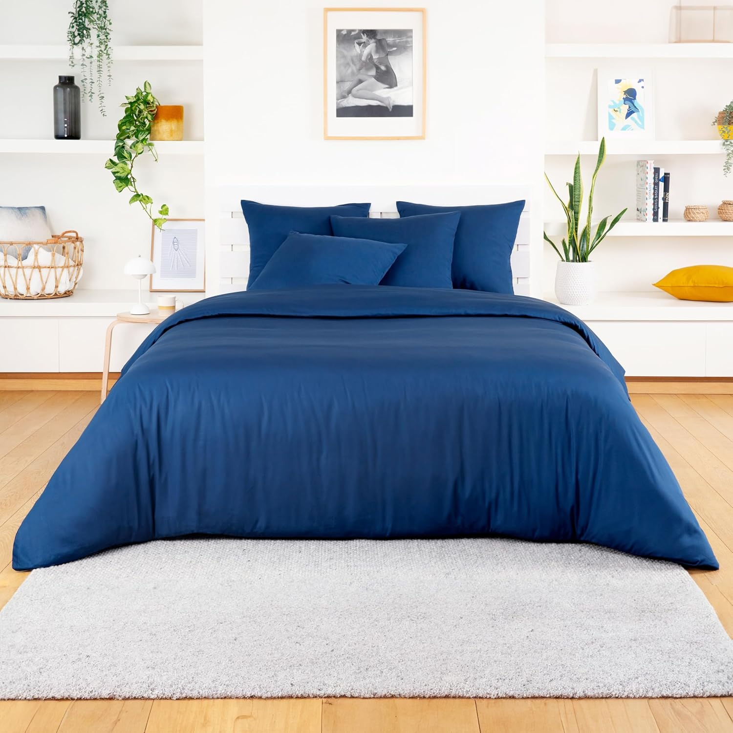 Bambaw Bamboo Bed Linen 155 X 220 Cm, Sustainable Bamboo Duvet Cover, Soft Hotel Quality Bed Linen, Cooling Duvet Cover 155 X 220 Cm, Summer (Navy Blue) image number 5