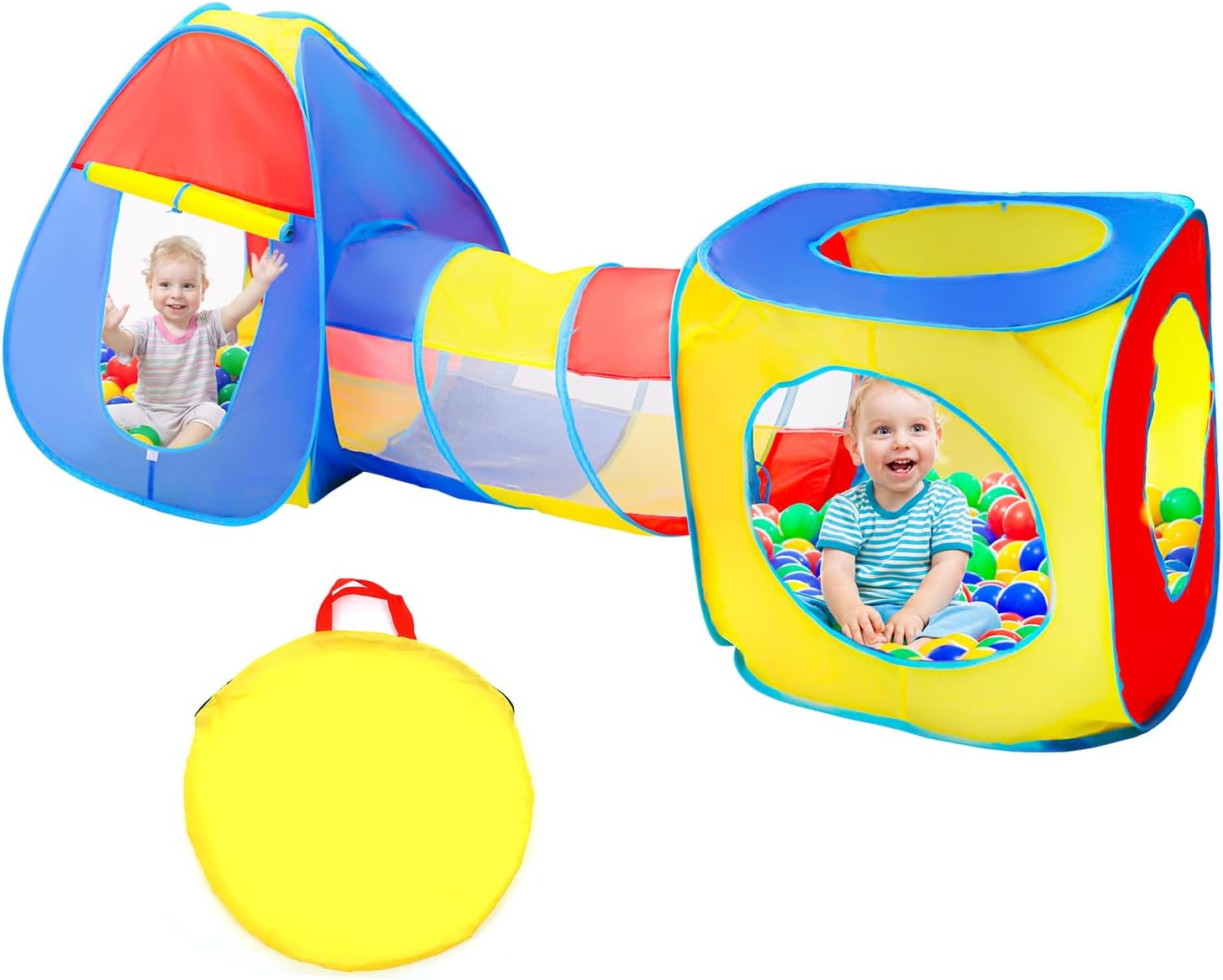 Eaglestone 3-In-1 Kids Play Tent with Tunnel and Ball Pit, Pop-Up Playhouse Set for Toddlers and Kids, Foldable Ball Pit Tent for Indoor and Outdoor Toys for Boys and Girls image number 6