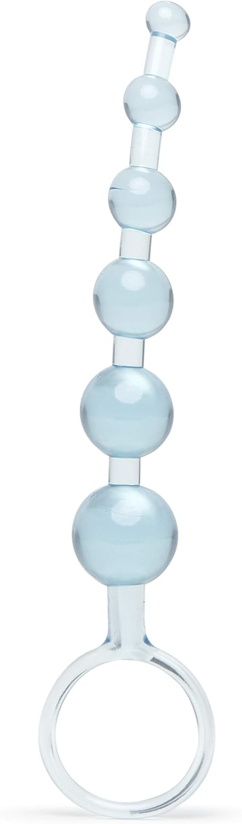Lovehoney Blue Anal Beads String with Finger Loop - Smooth and Flexible PVC - Beginner Friendly - Graduated Sizes - 6 Inch