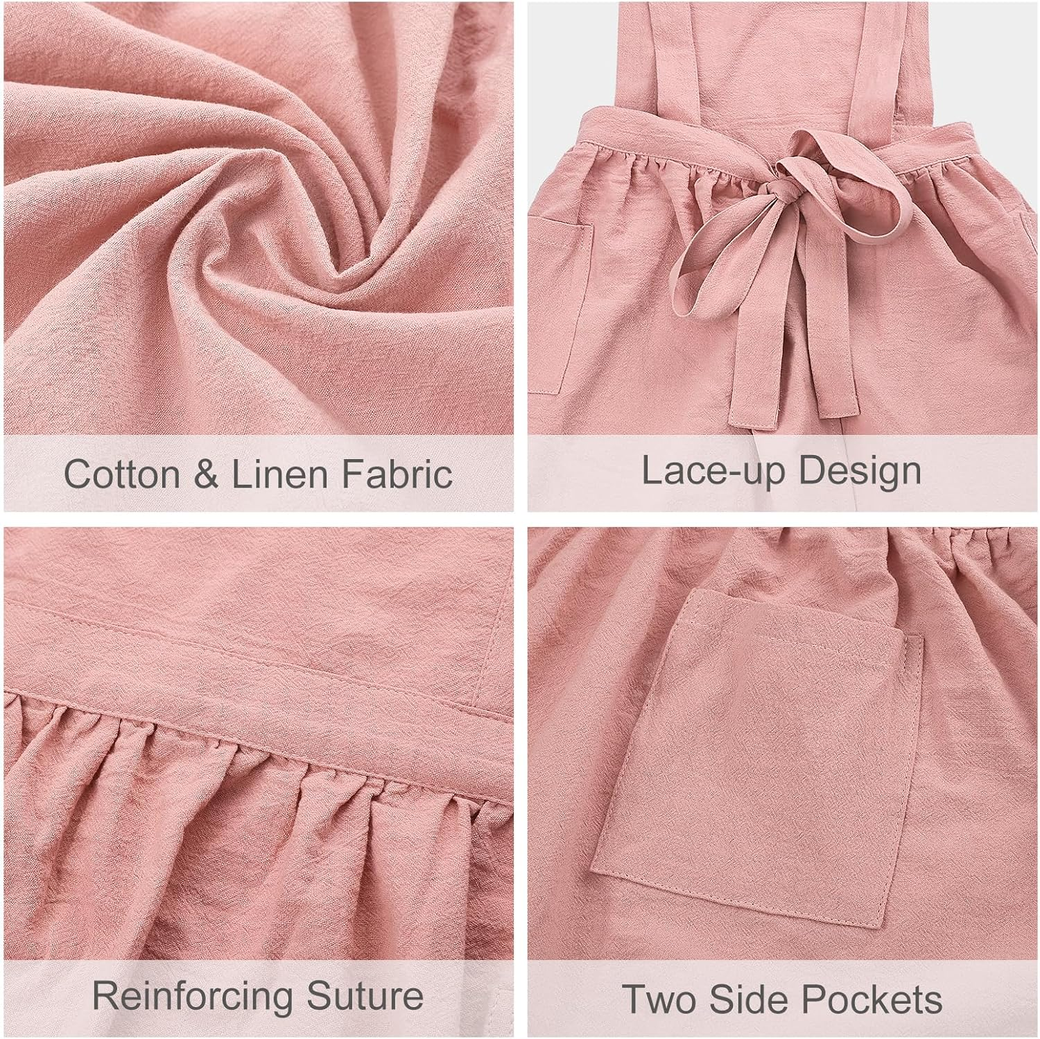 Surblue Kids Retro Aprons Pinafore Apron for Girls Boys Cotton Linen Aprons for Children