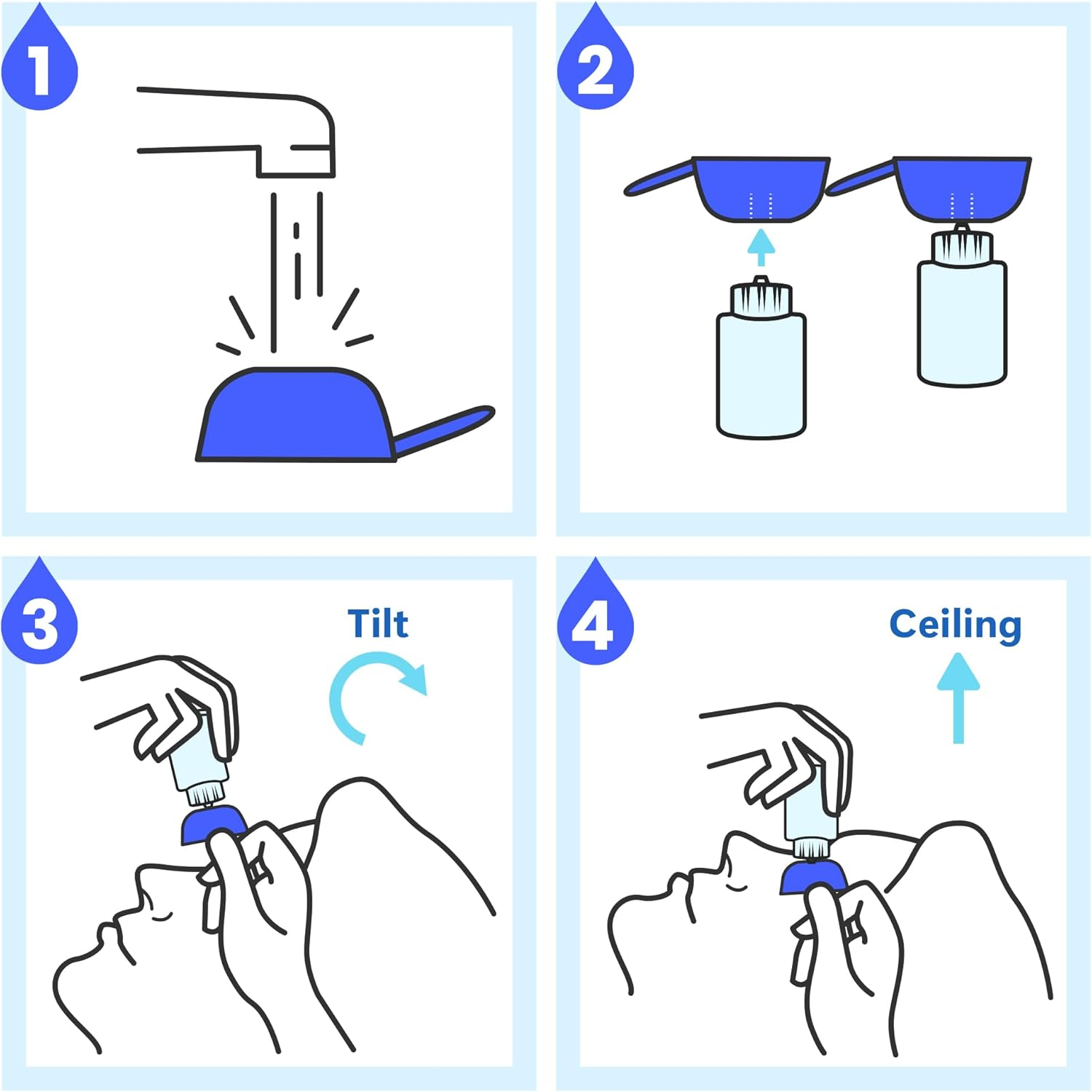 Ezidrops Eye Drop Dispenser - Suitable for Wide/Flat Head Bottles Only - No More Involuntary Blinking and Fluids Wastage! - Reusable Easy Eye Drop Applicator from Young Children to Elderly (Blue) image number 3