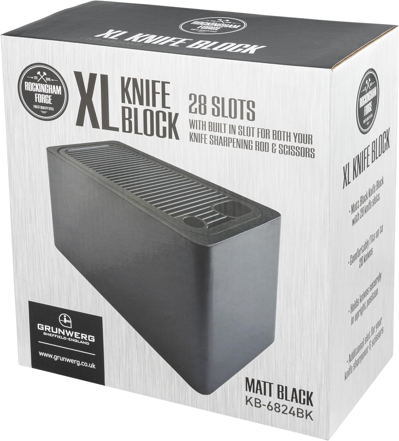 Rockingham Forge Universal Knife Block, Extra Large Storage Block with 28 Slots, Black,Kb-6824Bk image number 3