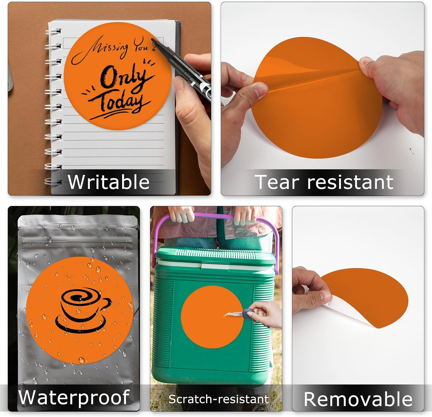 Orange Dot Stickers 6 Inch Vinyl Self-Adhesive Colored Circle Labels Removable Waterproof Coding Decals round Tag for Boxes Coloring Organizing Marking 10 PCS