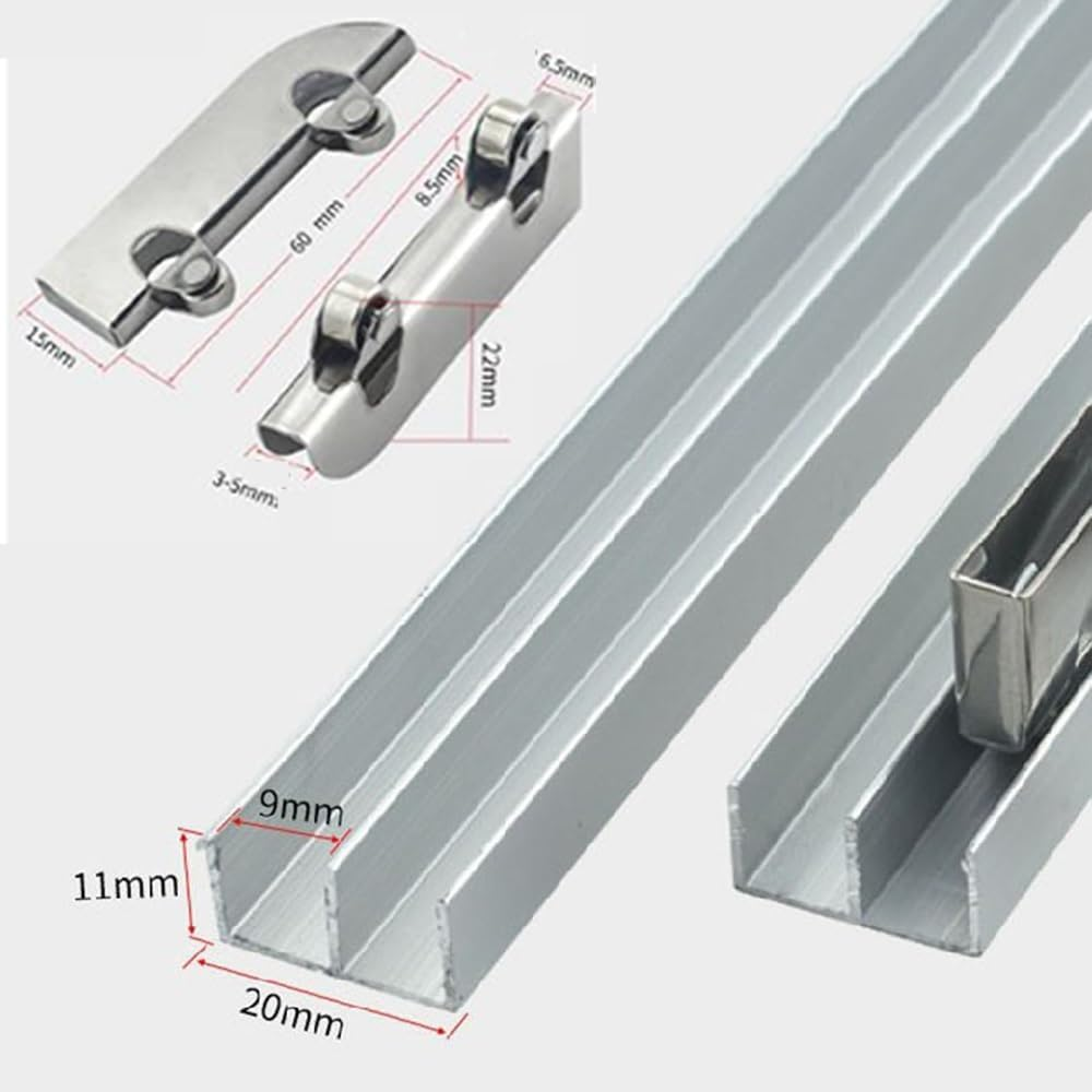 HJVLXYAFB Double Track Sliding Door Hardware Kit, Sliding Window Window Track, Aluminum Sliding Glass Door Track System for Wardrobe Closet Shower Cabinet(White,100Cm(39")) image number 6