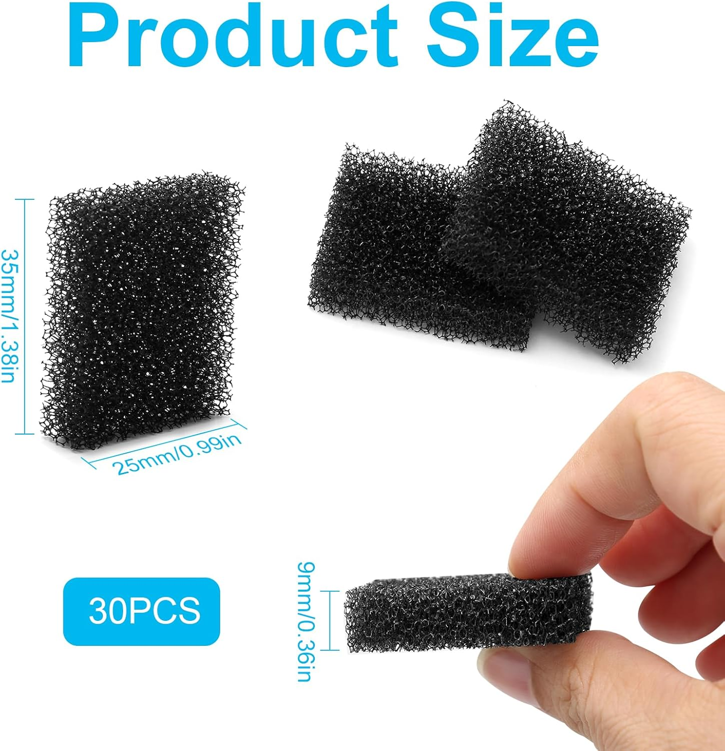 Pack of 30 Pet Fountain Filters, Cat Fountain Filter Replacement Foam Filter for Cat Dog Water Dispenser Filter 35 X 25 X 9 Mm Black image number 5