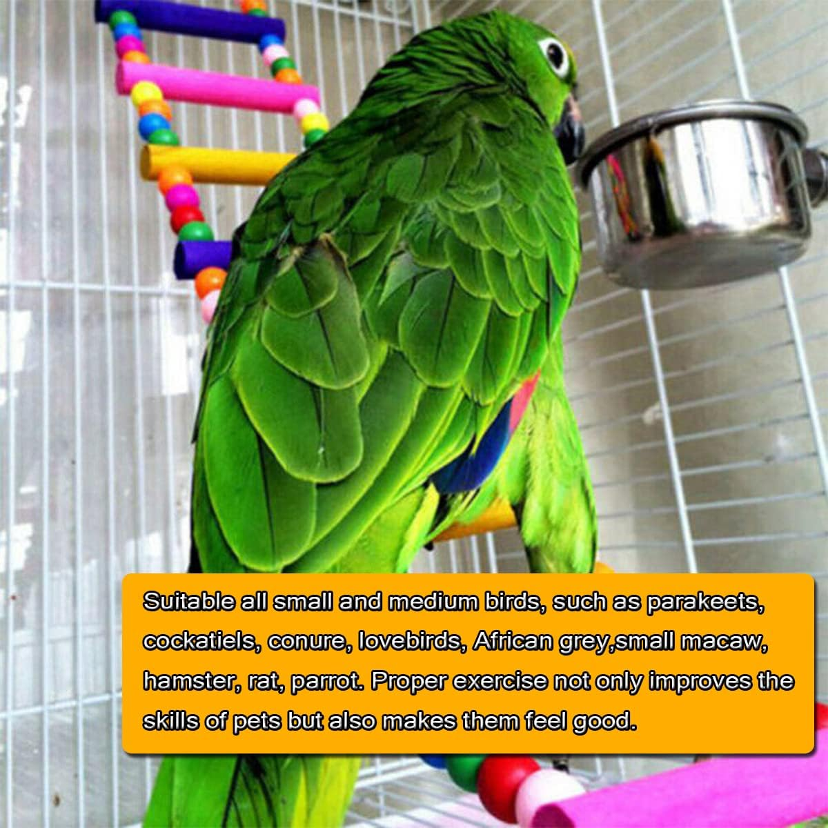 Bird Parrot Ladders Swing Chewing Toys Hanging Pet Bird Cage Accessories Hammock Swing Toy for Small Parakeets Cockatiels, Lovebirds, Conures, Macaws, Lovebirds, Finches (1Pc 12 Ladders 30 Inches) - 4 Ladders 10 Inches image number 4