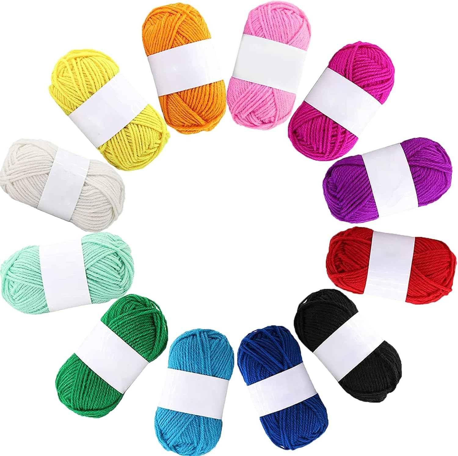 12Pcs Acrylic Yarn Skeins 10G Soft Knitting Project Colorful Yarn for Adults and Kids Beginners Small Projects Handicrafts image number 3