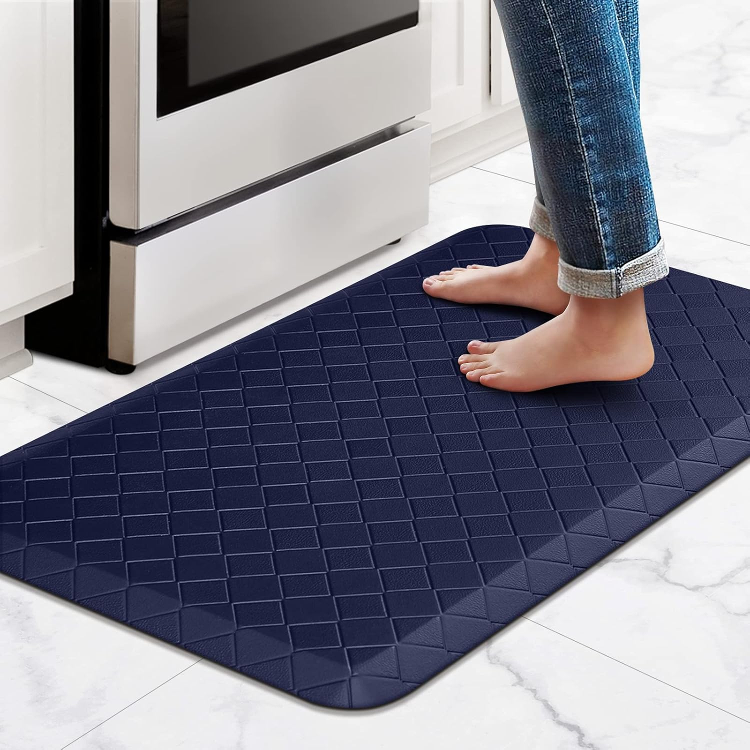 Happytrends Kitchen Mat Cushioned Anti-Fatigue Kitchen Rug,17.3"X39",Thick Waterproof Non-Slip Kitchen Mats and Rugs Heavy Duty Ergonomic Comfort Rug for Kitchen,Floor,Office,Laundry,Chocolate