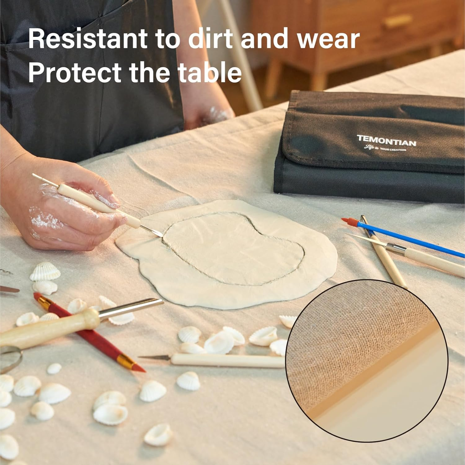 TEMONTIAN Pottery Table Cloth,Pottery Tools and Supplies,Printing Texture, Linen Blend, 40X60 Inches - Absorbent & Durable for Clay Work (3 Pc) image number 3