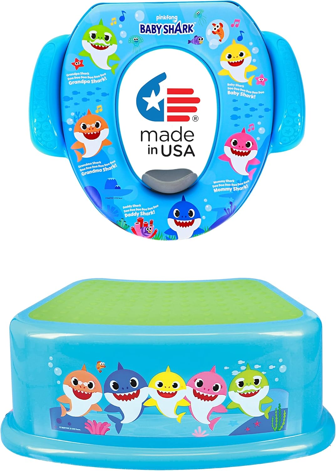 Pinkfong Baby Shark 2 Piece Essential Potty Training Set - Soft Toddler Toilet Seat, Step Stool image number 4