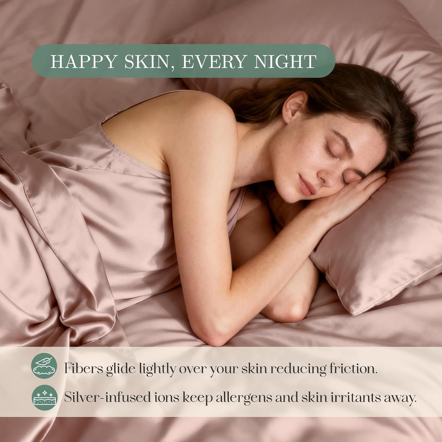 CASILVA Eucalyptus Sheets - Infused with Silver for Anti-Odor, Softer than Silk Fibers, More Cooling than Cotton - Perfect for Hot Sleepers & Sensitive Skin - 100% Tencel Lyocell - King Sheet Set image number 7