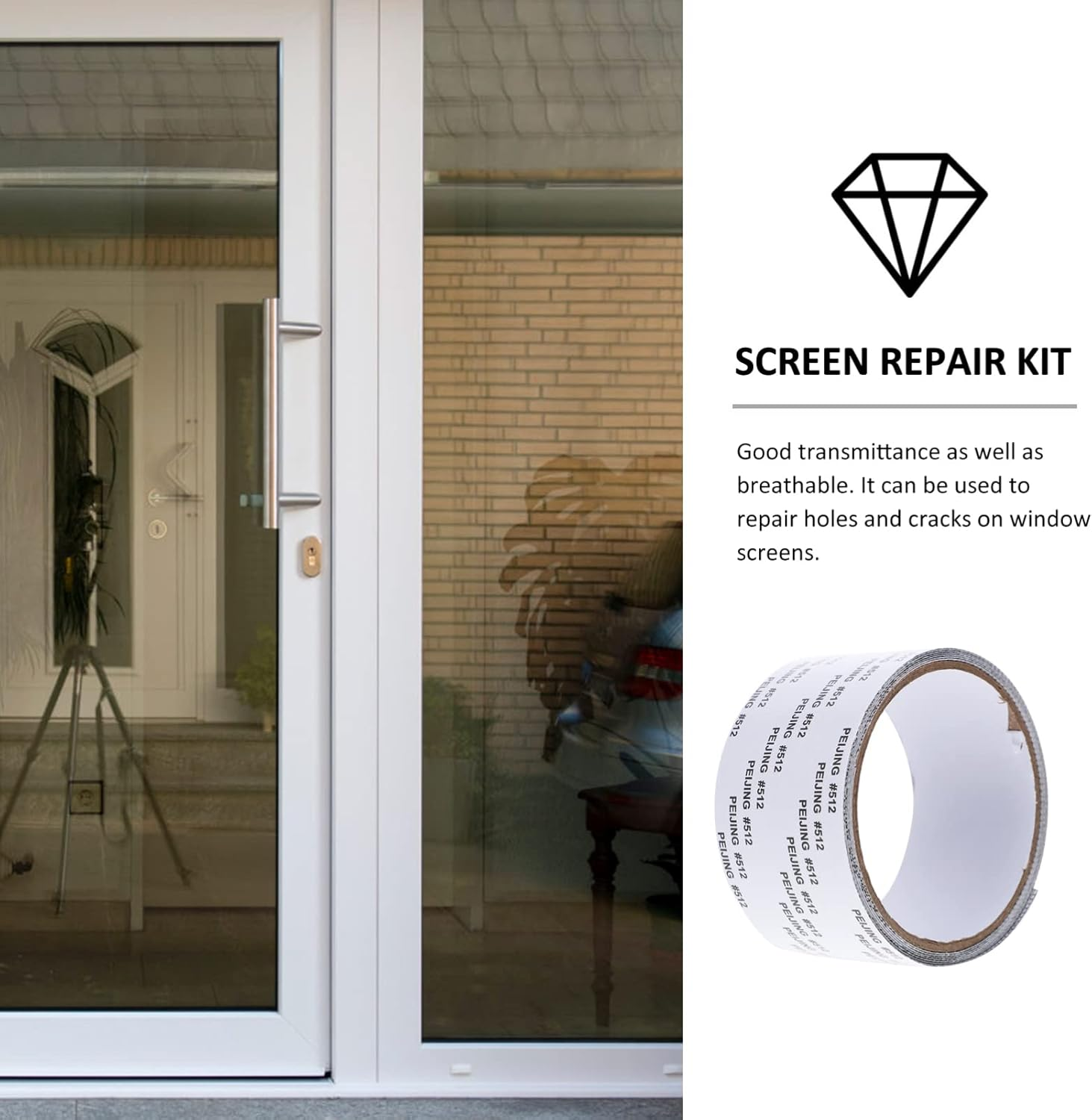 Self-Adhesive Window Screen Repair Tape 5Cm X 2M Gray Patch Mesh Screen Door Repair Kit for Home Use