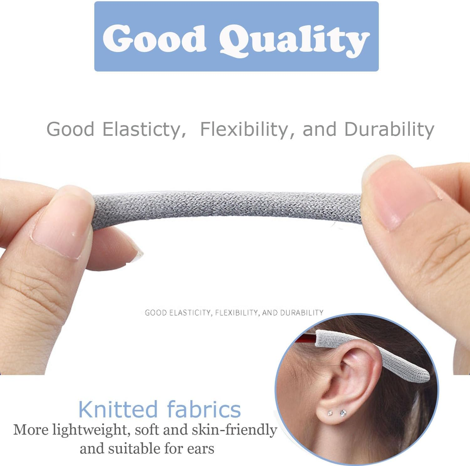 UPIONIC Anti-Slip Elastic Eyeglasses Temple Tips Sleeve,Fabric Glasses Ear Cushion,Glasses Ear Grips,Glasses Accessories,2Pcs - Black/Brown image number 3