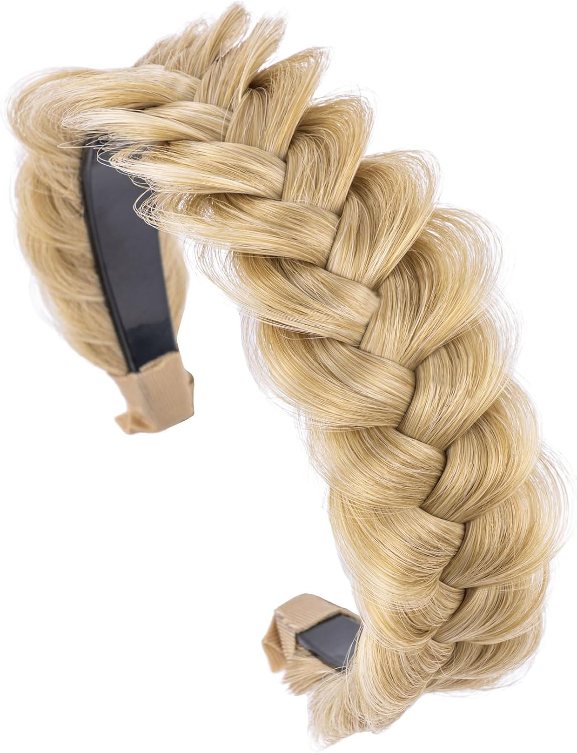 TOECWEGR Braided Headband Withtooth Wide Braid Messy Hair Hoop Womenfashion Hair Accessories (Dark Brown Black 2A)