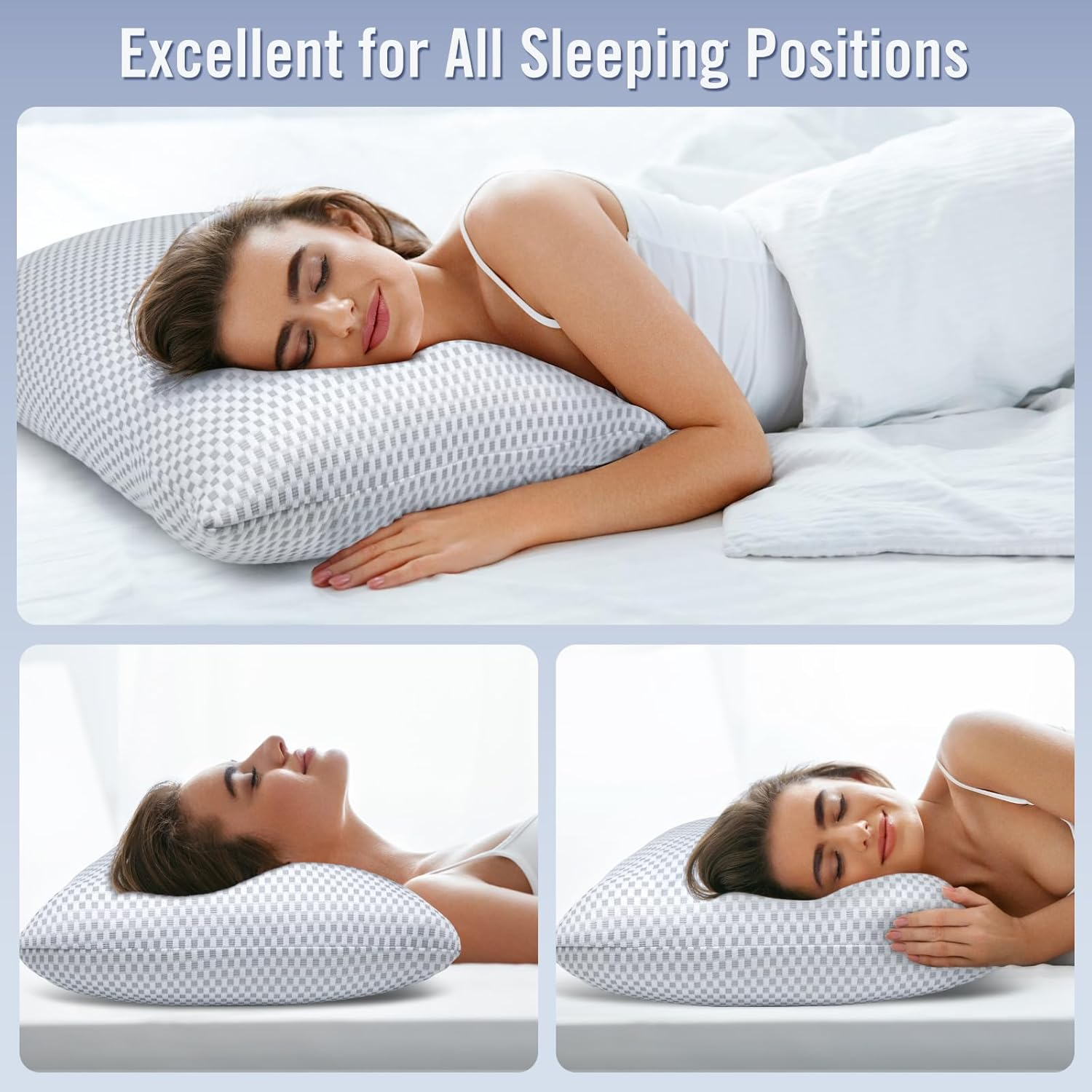 Shredded Memory Foam Pillow with Washable Removable Pillowcase,Queen Size Bed Pillow for Sleeping,Suitable for Stomach,Back and Side Sleepers.