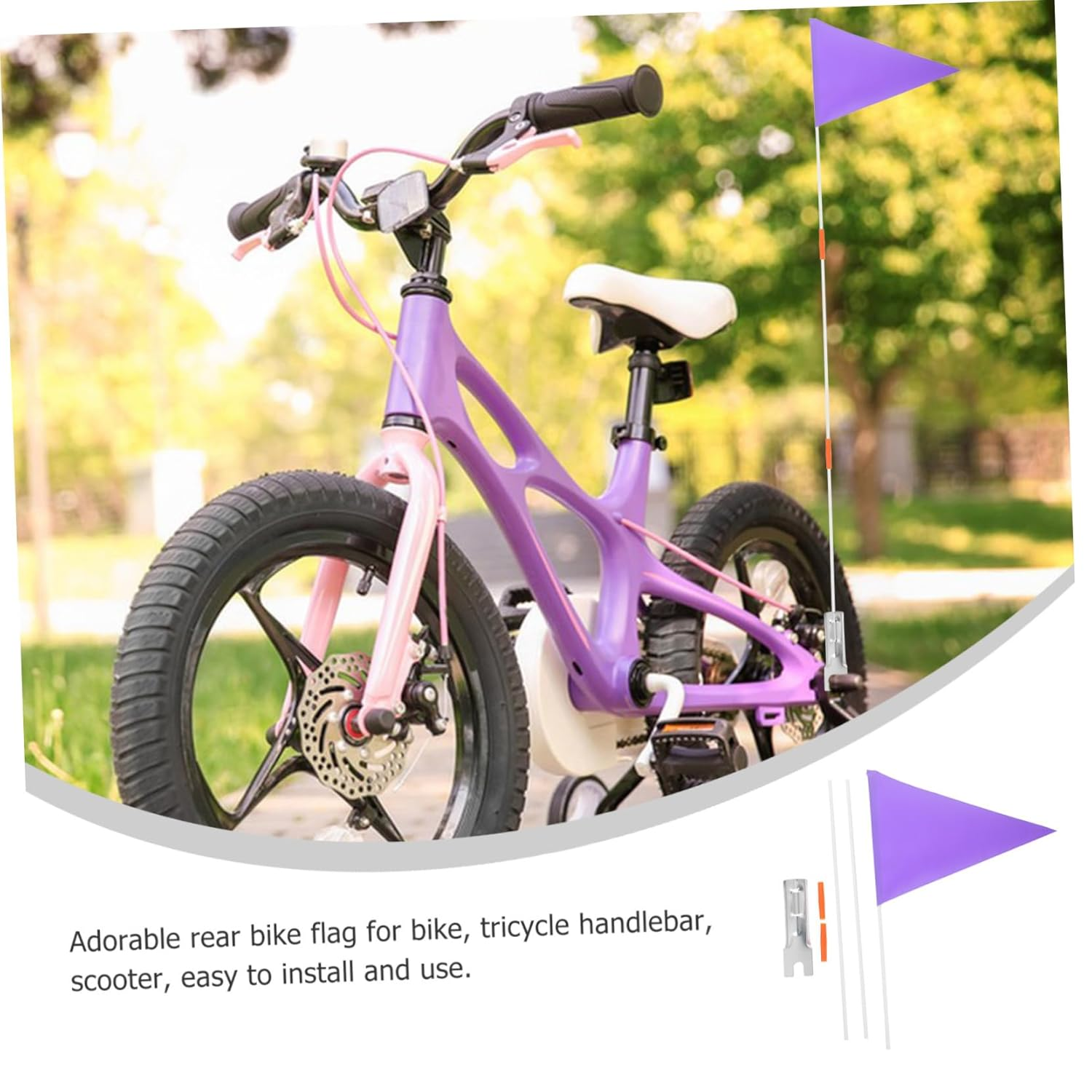 TINEASUR Bicycle Flagpole Set - Small Safety Flag for Cycling, Advertising, and Bike Trailers - Warning Flag with Pole image number 4