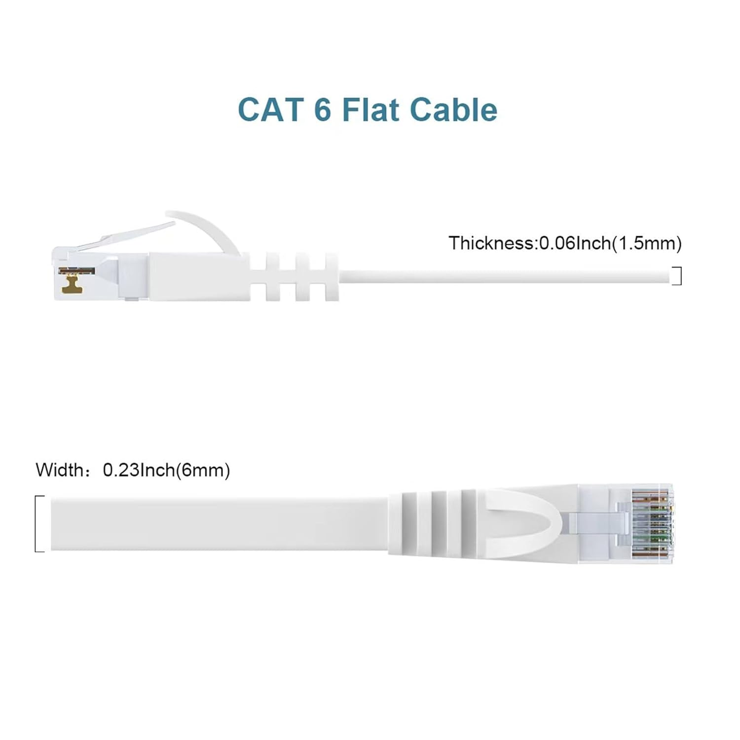 Ethernet Cable Cat6 0.5M,White LAN Cable Rj45,Gigabit Network Cable,Internet Cable Flat Snagless Patch Cord,250Mhz Computer Cable High Speed 1.5Ft image number 6