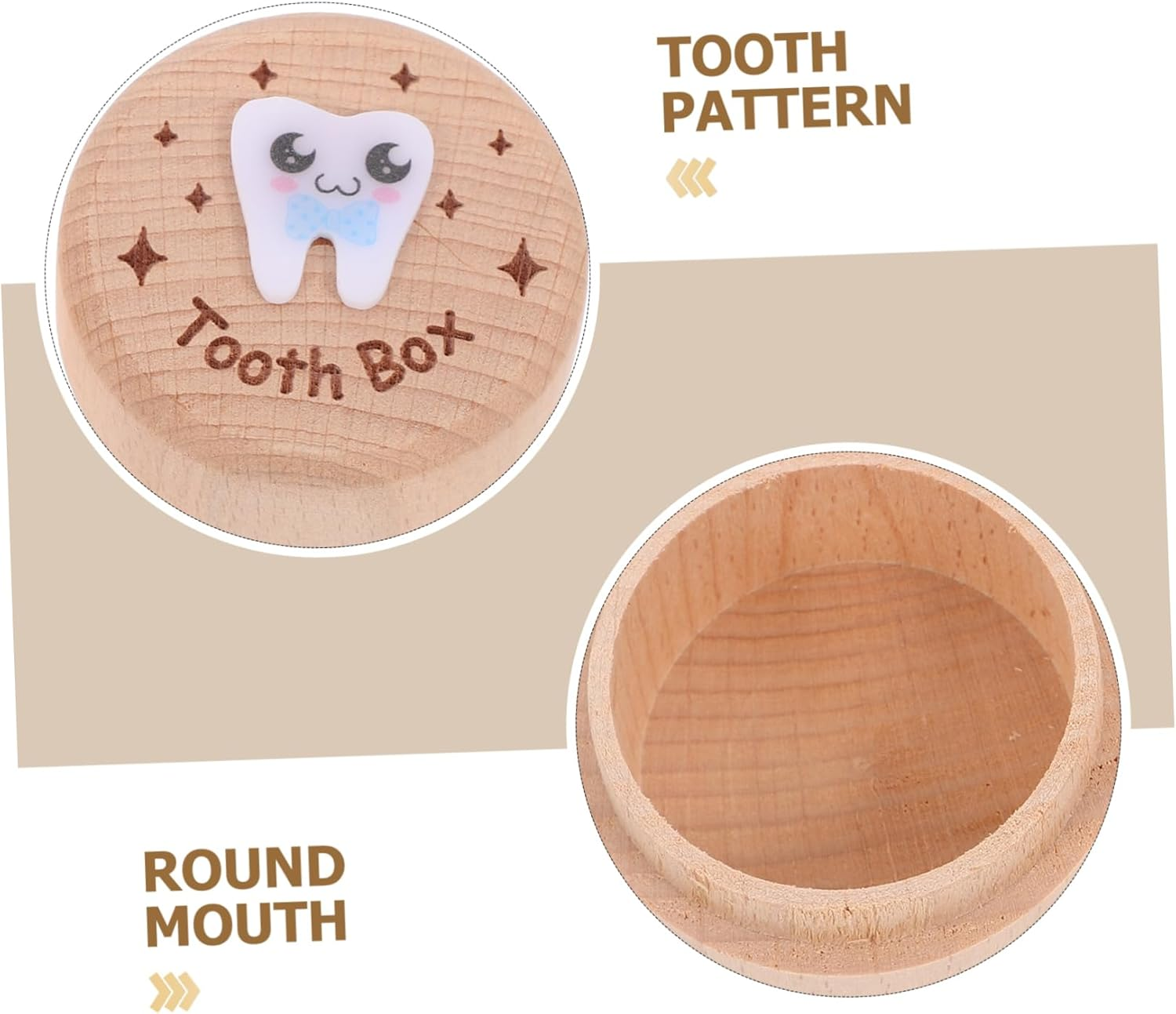 Abaodam Wooden Baby Tooth Box for Boys and Girls Fetal Hair Storage Keepsake Organizer Modern Simple Design First Tooth Collection for Newborns 3 Color Options image number 3