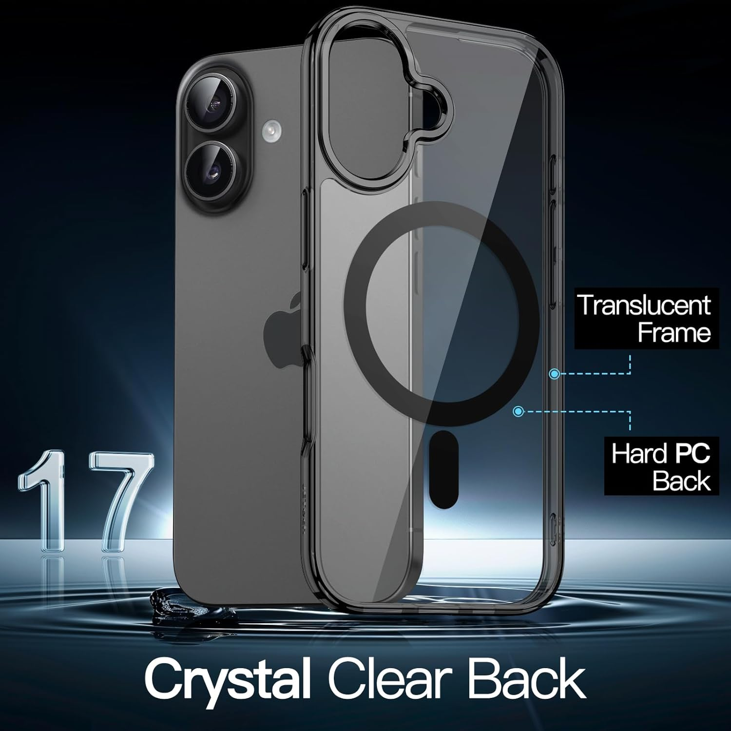 Jetech Magnetic Case for Iphone 17 6.3-Inch Compatible with Magsafe, Shockproof Phone Bumper Cover, Anti-Scratch Clear Back (Black) - Black image number 5