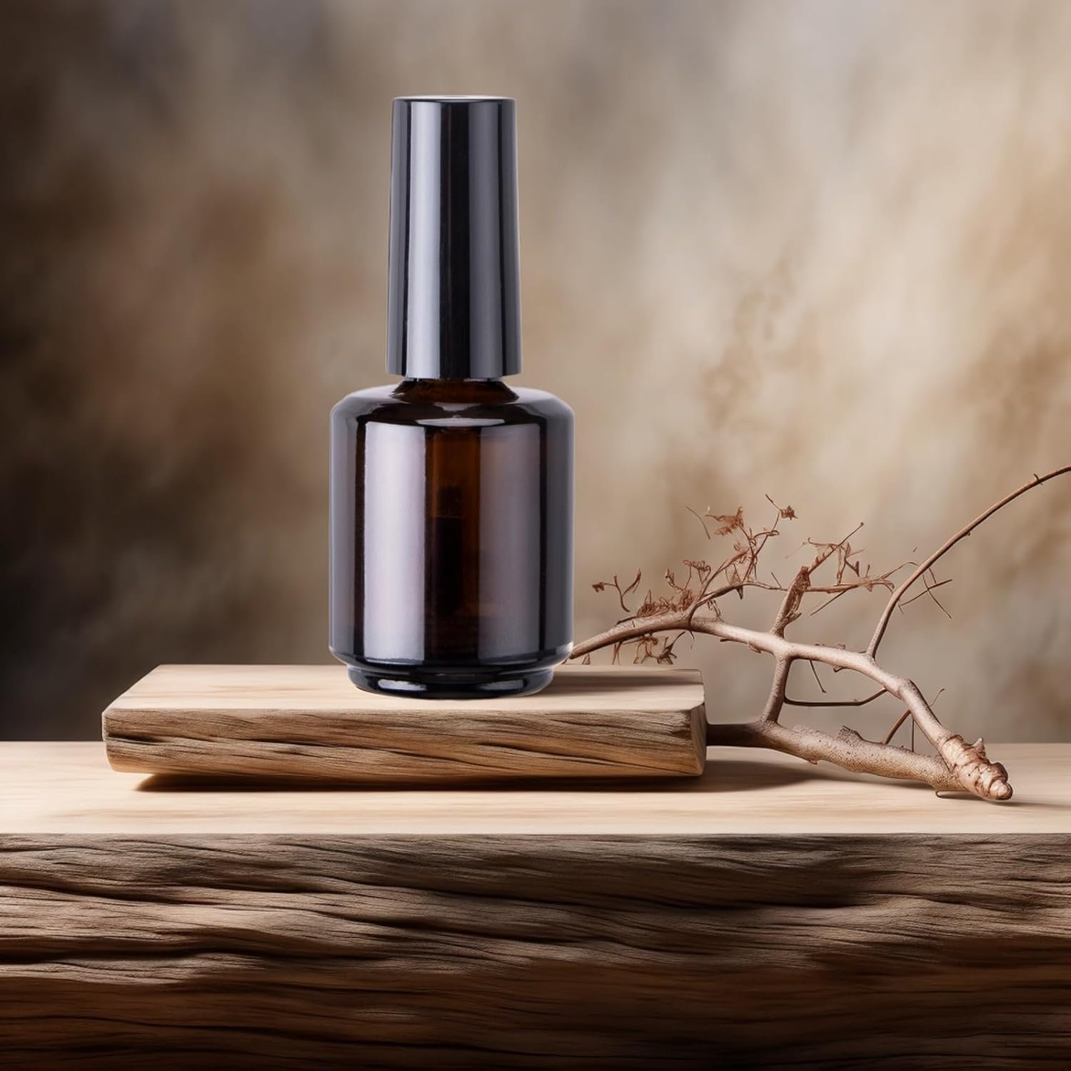 2PCS Brown Empty Nail Polish Bottles with Rounded Brush,Empty Glass Refillable Nail Polish Containers Vials with Mixing Balls & Funnels & Cap for DIY Nail Oil Cuticle Oil image number 3