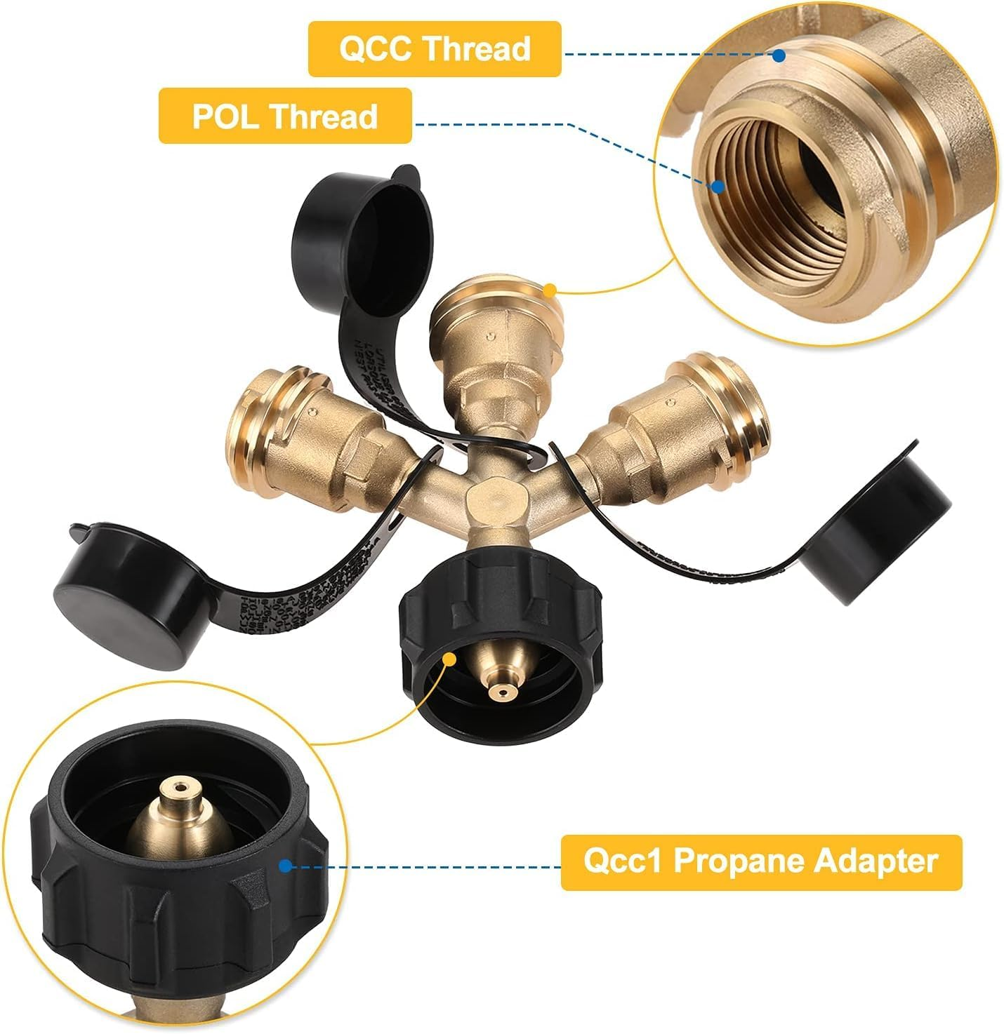 Mtsooning Propone Splitter, Propane Tank 3 Y Splitter Adapter, 3 Way Propone Gas Splitter for Camping Stoves, BBQ Grills, RV Camper image number 2