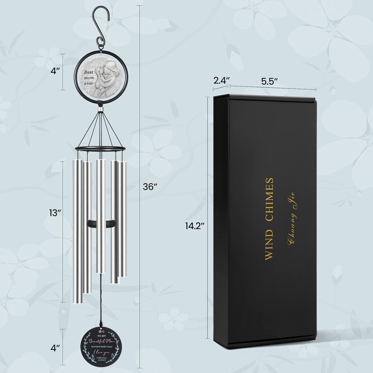 Gifts for Mom from Daughter Son Kids,Birthday Gifts for Mom, Perfect Present for Mothers of All Ages, 36&rdquo; Outdoor Wind Chimes image number 2