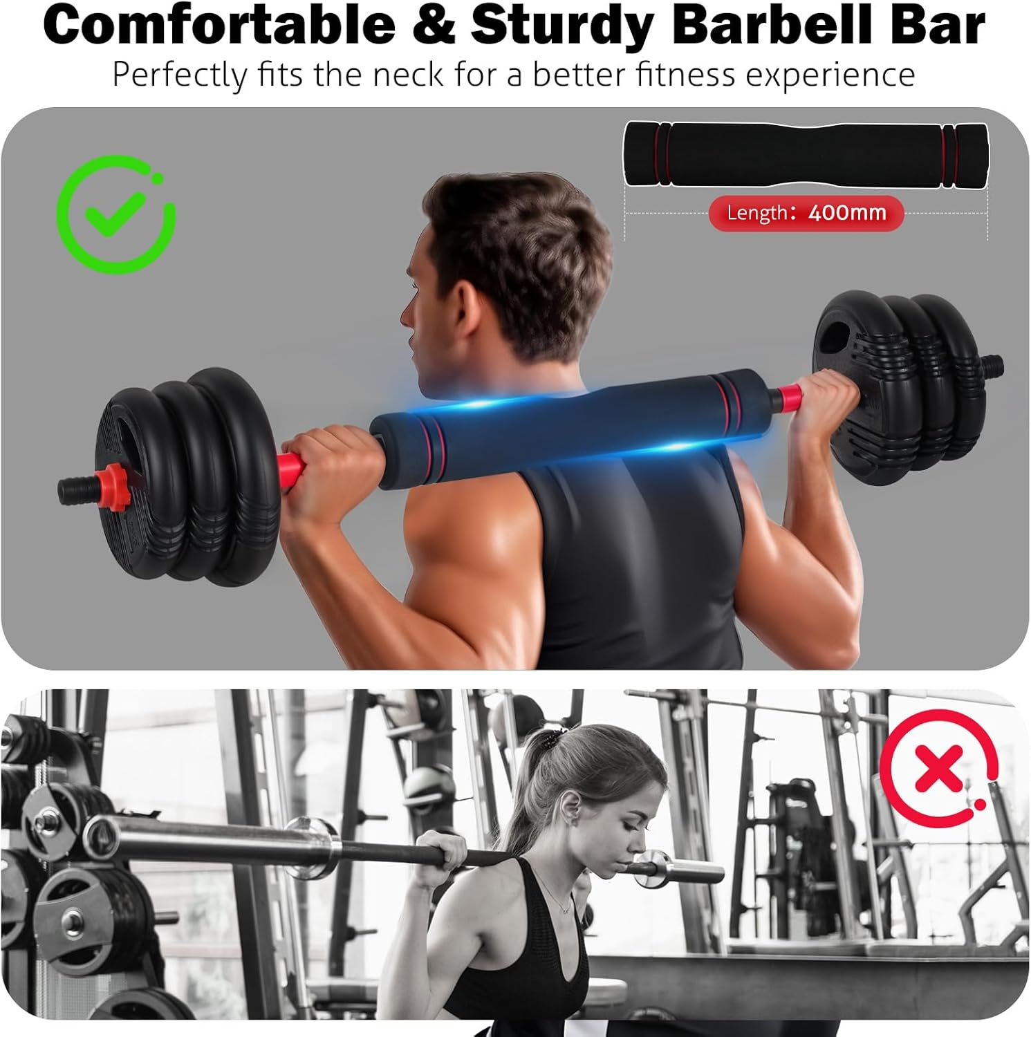 ADVWIN 15/20/30Kg Adjustable Dumbbells, 5-In-1 Free Weight Set with Connector, Dumbbells Set Used as Barbell, Kettlebells, Push up Stand, Weight Plate, Fitness Exercises for Home Gym image number 6