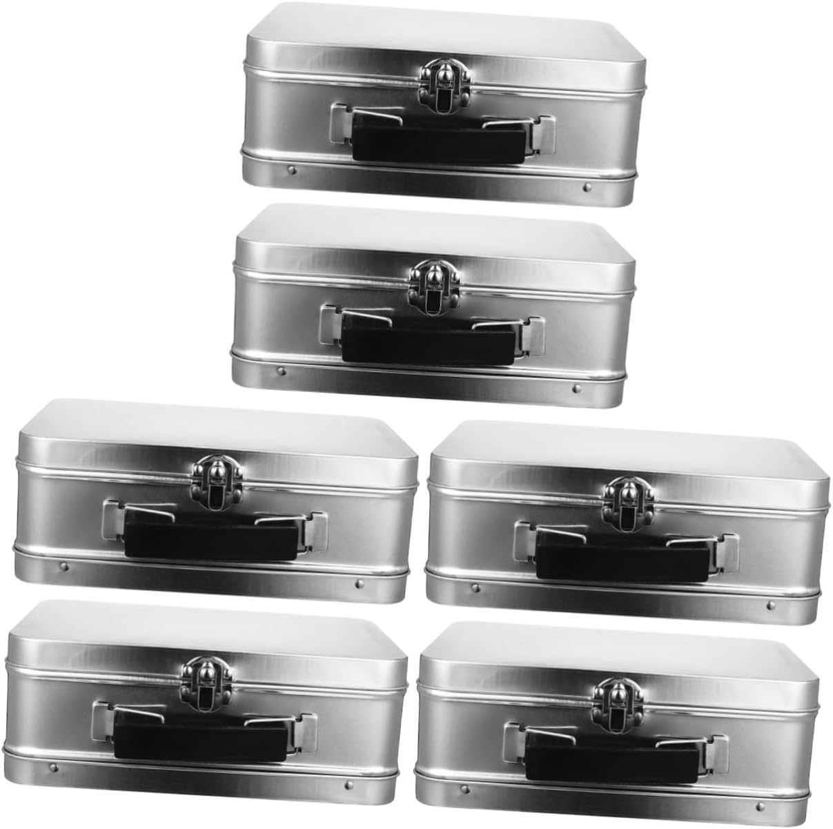 6Pcs Retro Tinplate Box for Jewelry Storage Boxes Lids Multipurpose Desktop Organizer image number 4