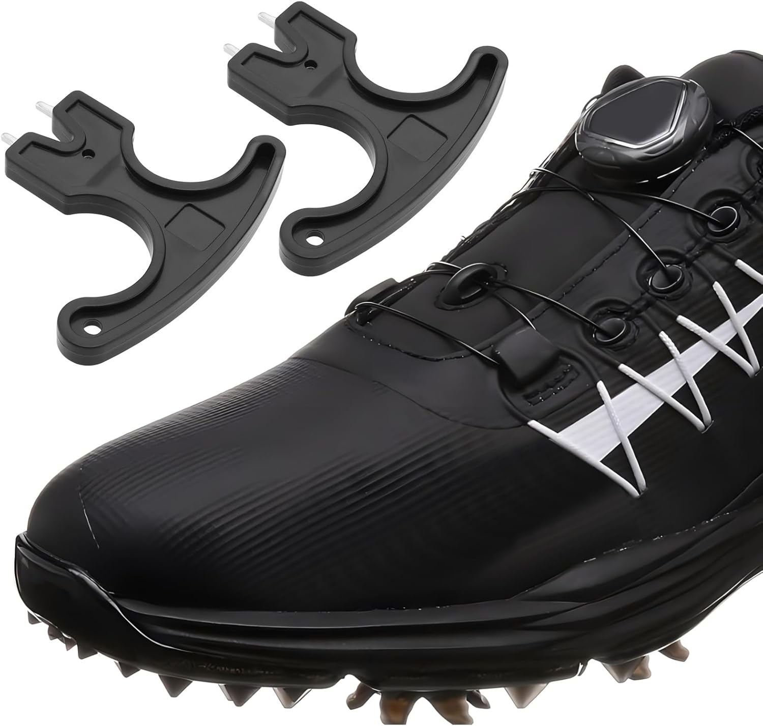 OTOTEC 4Pcs Black Golf Shoes Spikes Fast Removal Universal Tool Two Pin Golf Shoes Spike Wrench Handheld Spikes Wrench for Cricket Shoe Golf Shoes image number 6