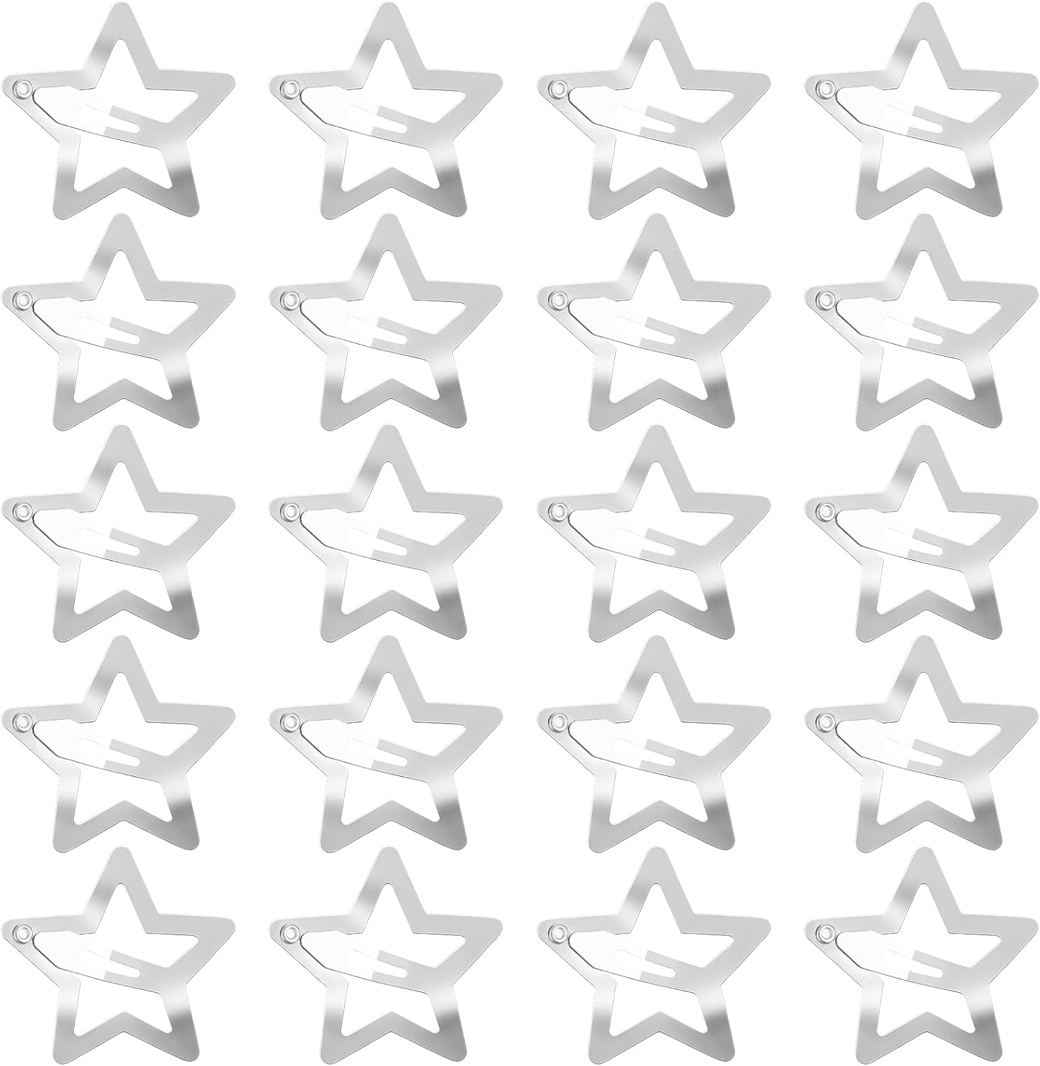 Qianyu 20 PCS 1.22" Star Hair Clips for Girls Non Slip Star Hair Barrettes Y2K Silver Metal Hair Accessories Kawaii Snap Kids Women Decoration Face Wash Clip Decoration image number 5