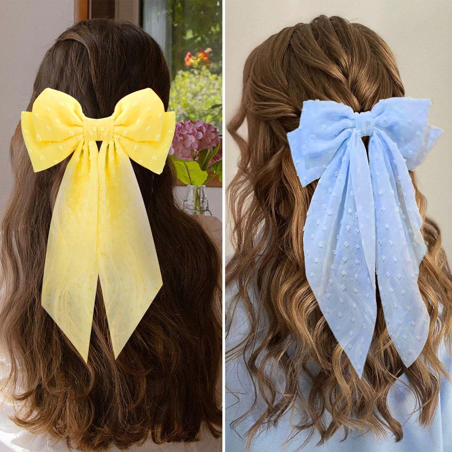 Pack of 2 Bow Hair Pins, Simple and Cute Hairpin, Girls' Hair Pin, Hairstyle Decorations, Hairdresser Design Accessories. image number 1