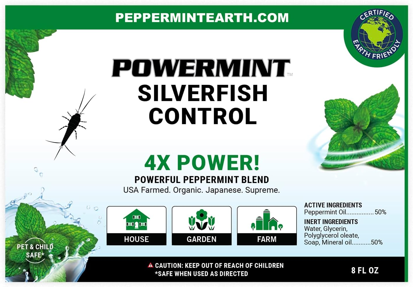 Powermint Peppermint Oil Silverfish 8 Oz