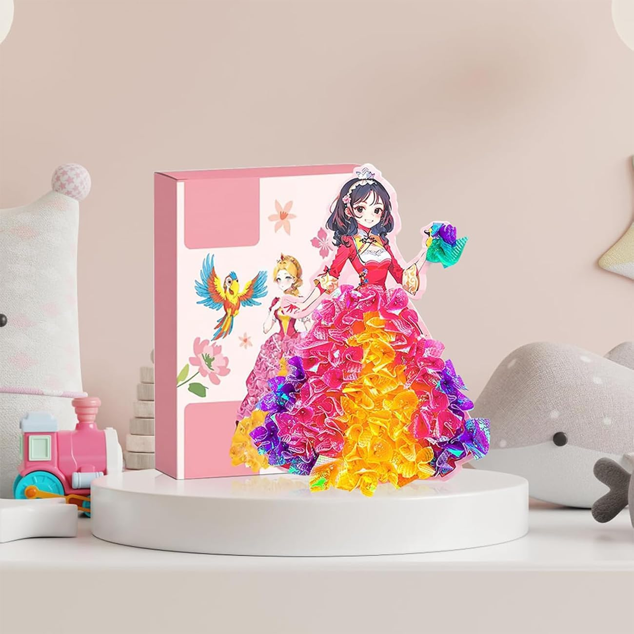 BERYART Creative Princess Dress-Up Activity Book with Watercolor Painting, Stickers, Poking, Puzzle Puncture Painting for Kids, Enchanted Fabric Art Set Crafts for Girls Ages 4, 5, 6, 7, 8, 9, 10 image number 1