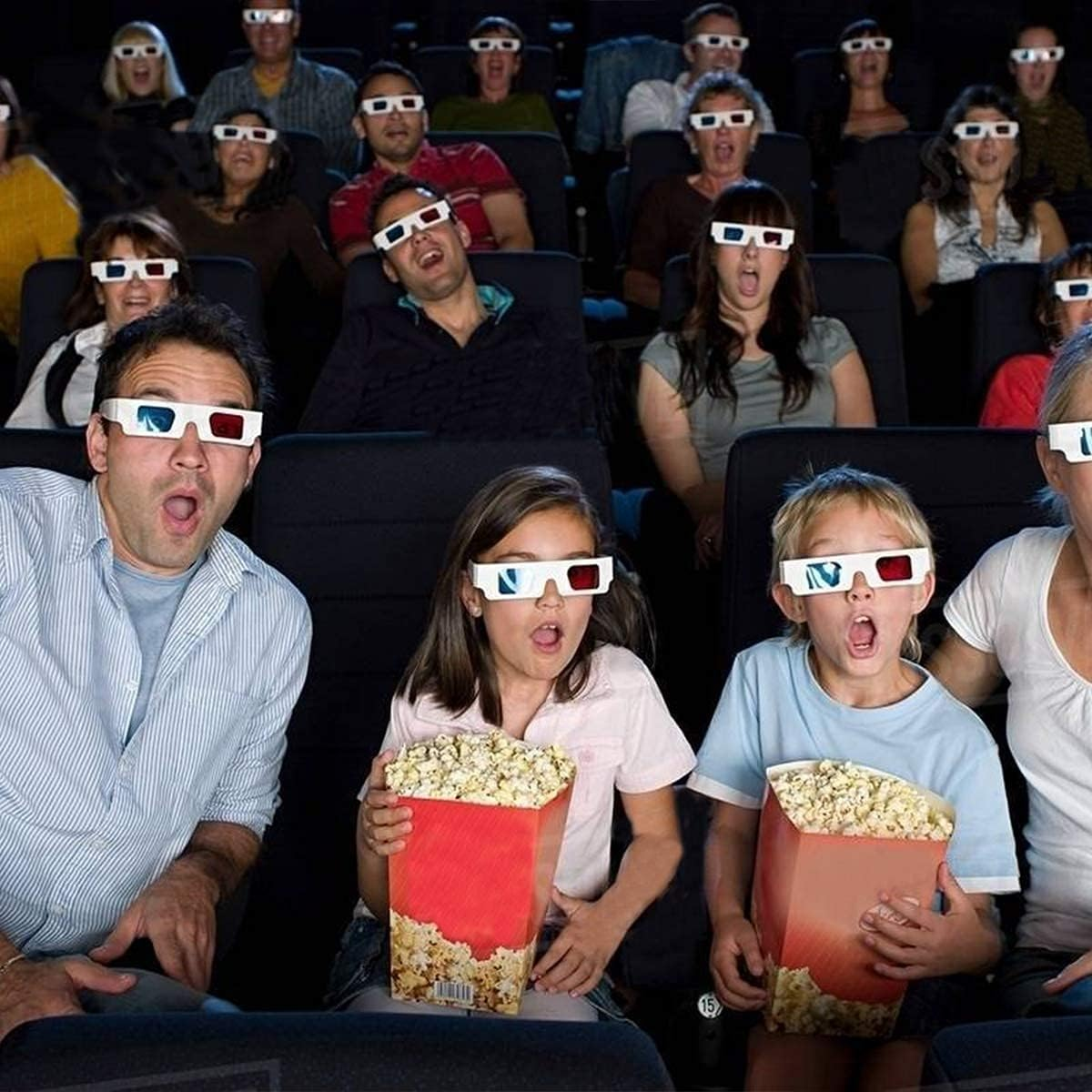3D Glasses, Cardboard Glasses,10 Pairs of Paper Red and Blue Stereo Eyeglasses for TV, Movie, Game image number 3