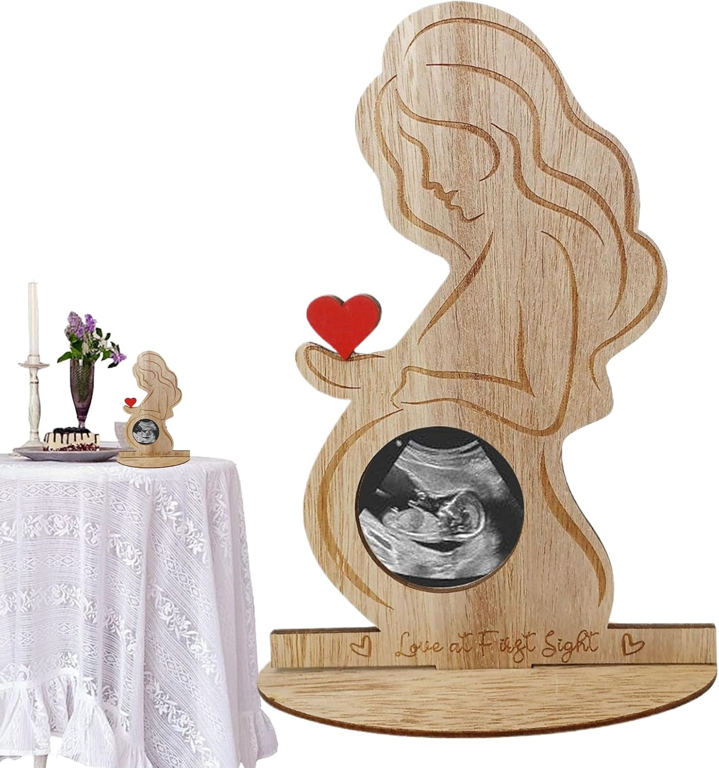 Sonogram Picture Frame - Wooden Ultrasound Photo Album | Decorative Tabletop Ornament, Baby Keepsake for Bedside Desks Tables Living Room Display image number 3