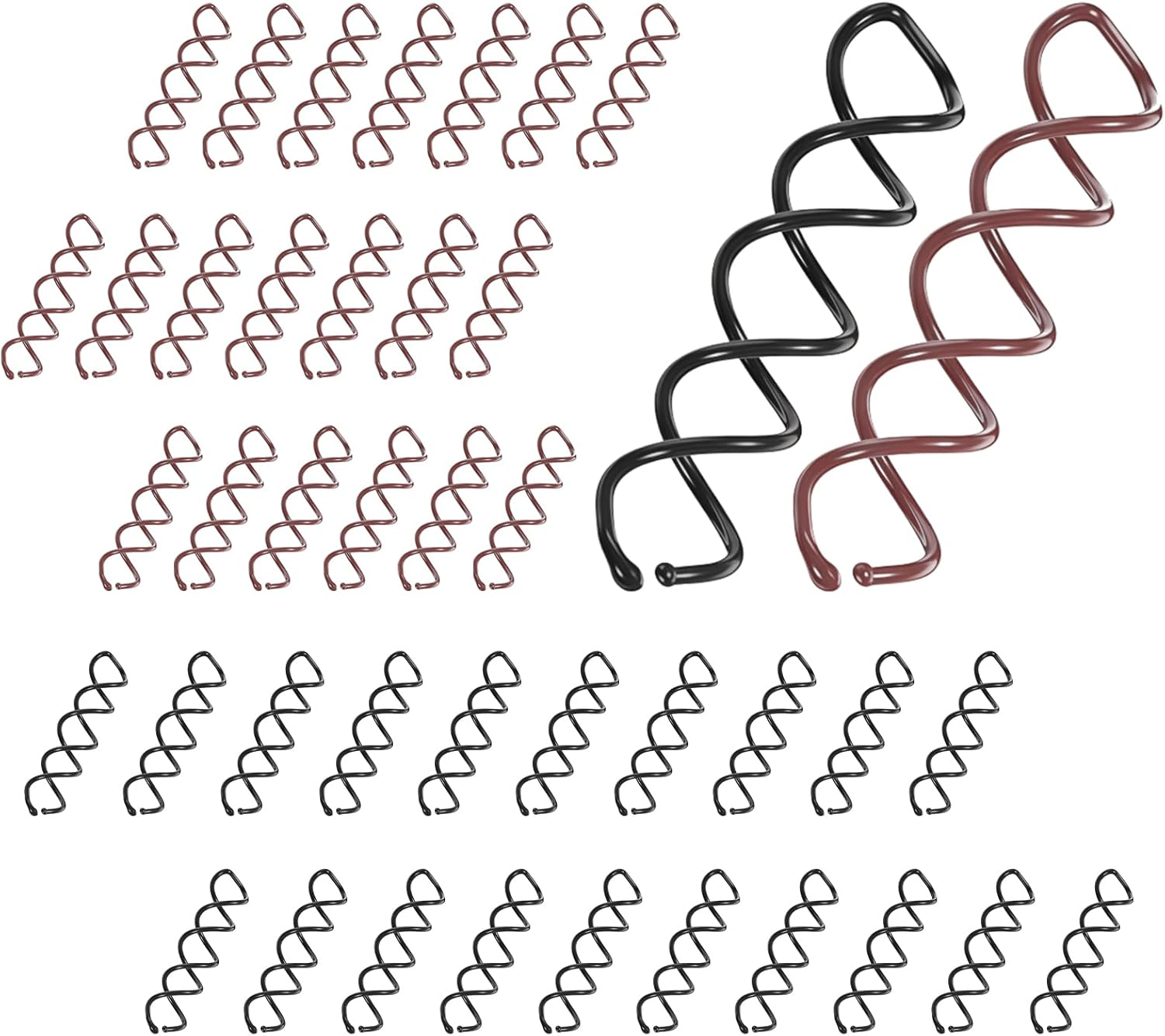 Auroriel French Spiral Hair Pins, 40 Pieces Spiral Hair Pins as Hair Clips for DIY Hair Styling, Hair Accessories, Suitable for Fine, Thick and Long Hair (Black & Brown) image number 2