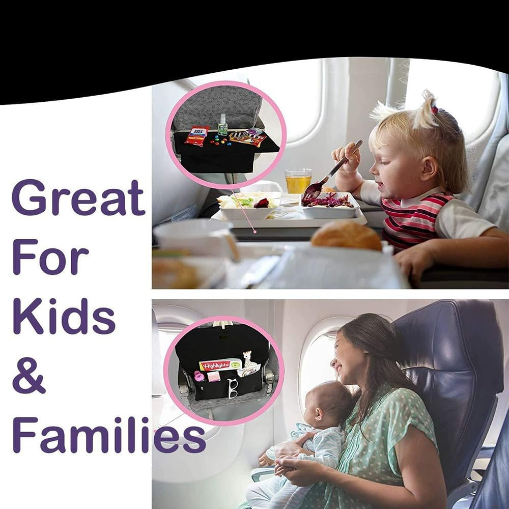 QOOWFEANIG Airplane Pocket Organizer, in Flight Seat Back Organizer Bag,Tray Table Cover,Airplane Tray Table Cover with Pocket Organizer,Media Pouch for Flying image number 1