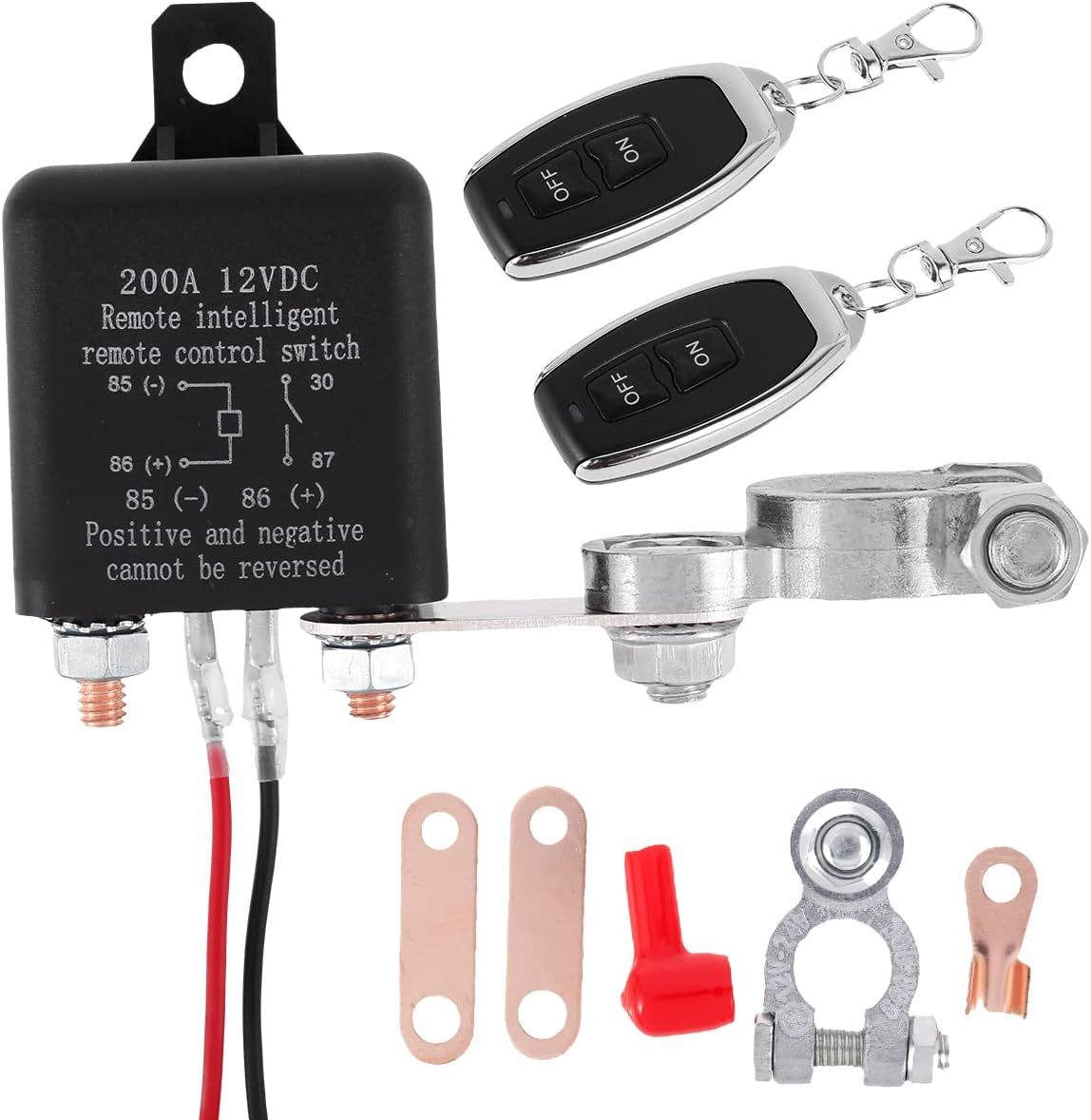 Double Remote Car Battery Disconnect Relay - 12V Disconnect Relay Anti-Theft Battery Shut off Switch Isolator image number 1