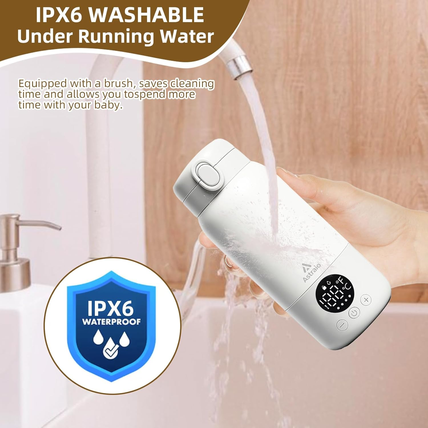 Bottle Warmer for Travel - 500ML Baby Bottle Warmer with 2-Min Heating, Precise Temp Control (98&deg;F-158&deg;F) & IPX6 Waterproof Design | Bottle Warmer On-The-Go for Car, Airplane, Outdoor image number 4