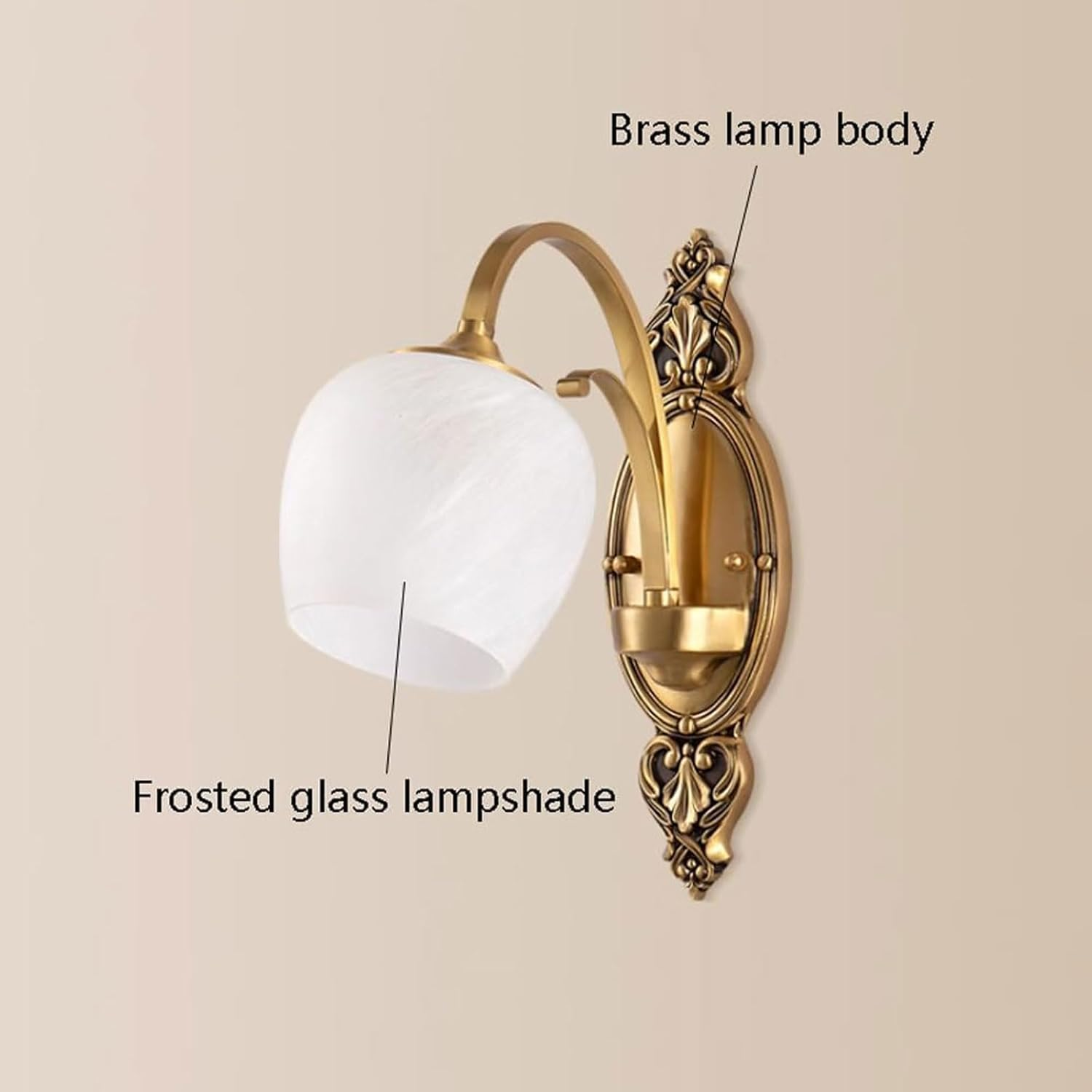 Wall Lamp 1-Light Wall Lamps Wall Lighting Fixture Frosted Glass Shade Wall Sconces for Bedroom Balcony Hallway Wall Lighting image number 2