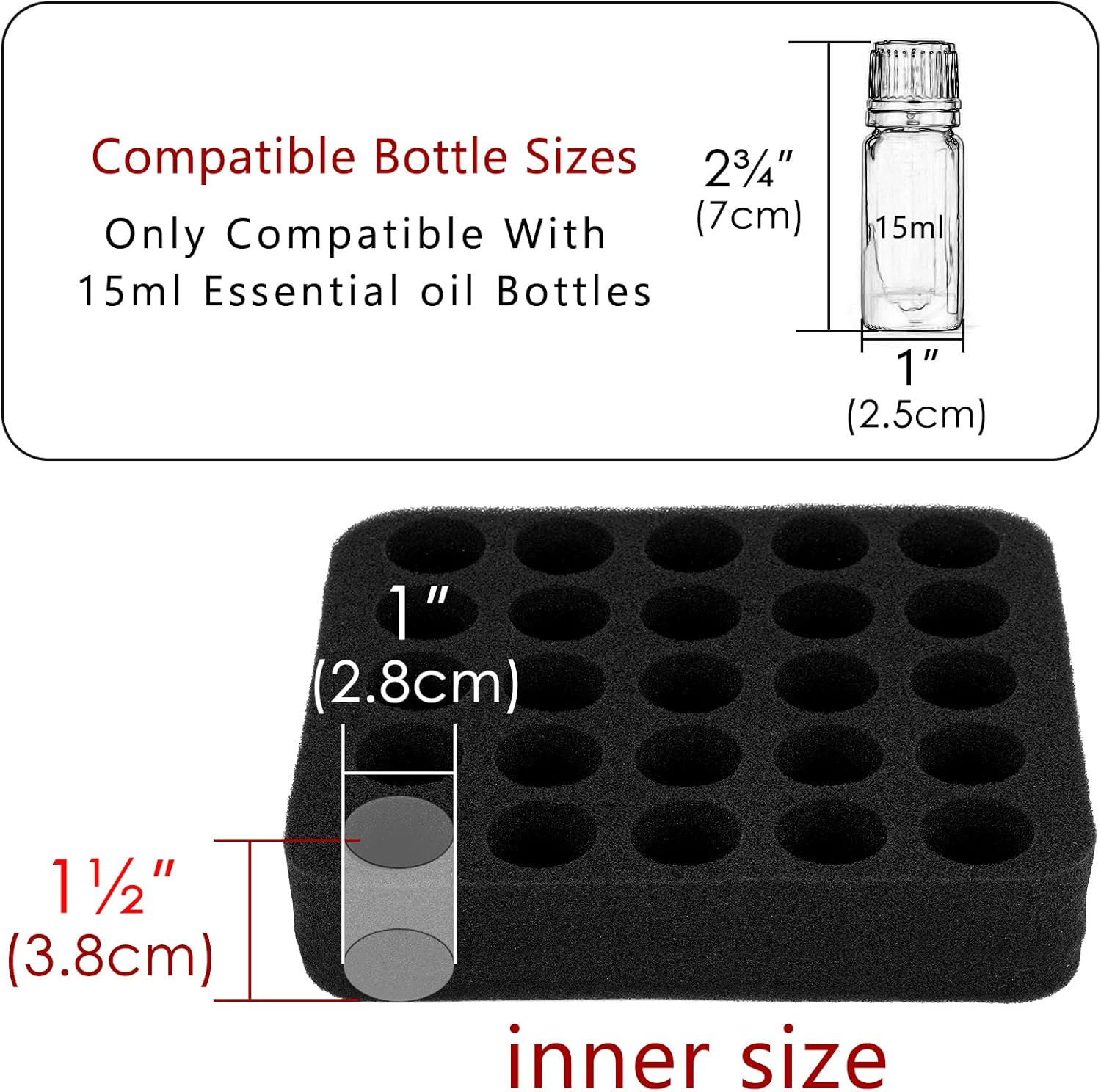 Linkidea Essential Oil Bottle Storage Case, Multiple Size Essential Oil Carrying Travel Case for 25 Bottles (15Ml, 10Ml, 5Ml) image number 3